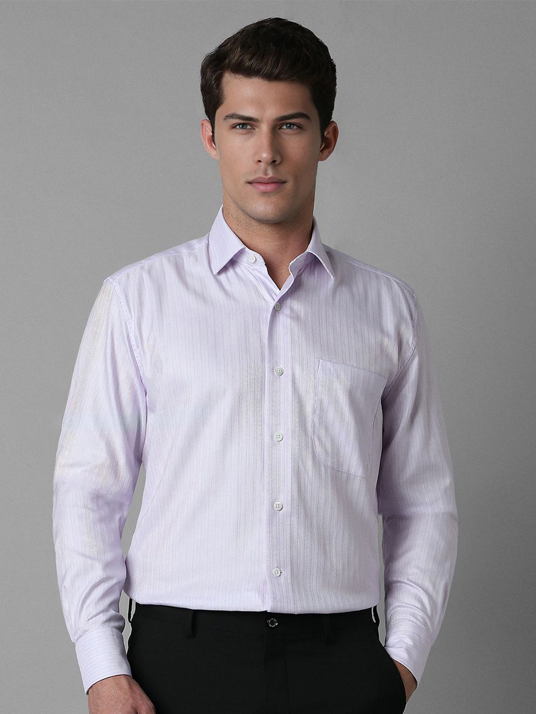 

Luxure by Louis Philippe Men Opaque Striped Formal Shirt, Purple