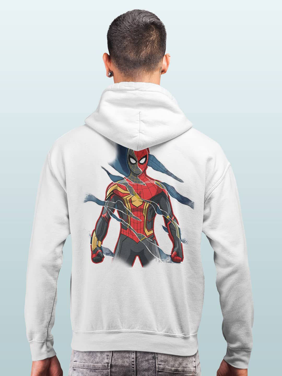 

macmerise Men Printed Hooded Sweatshirt, White