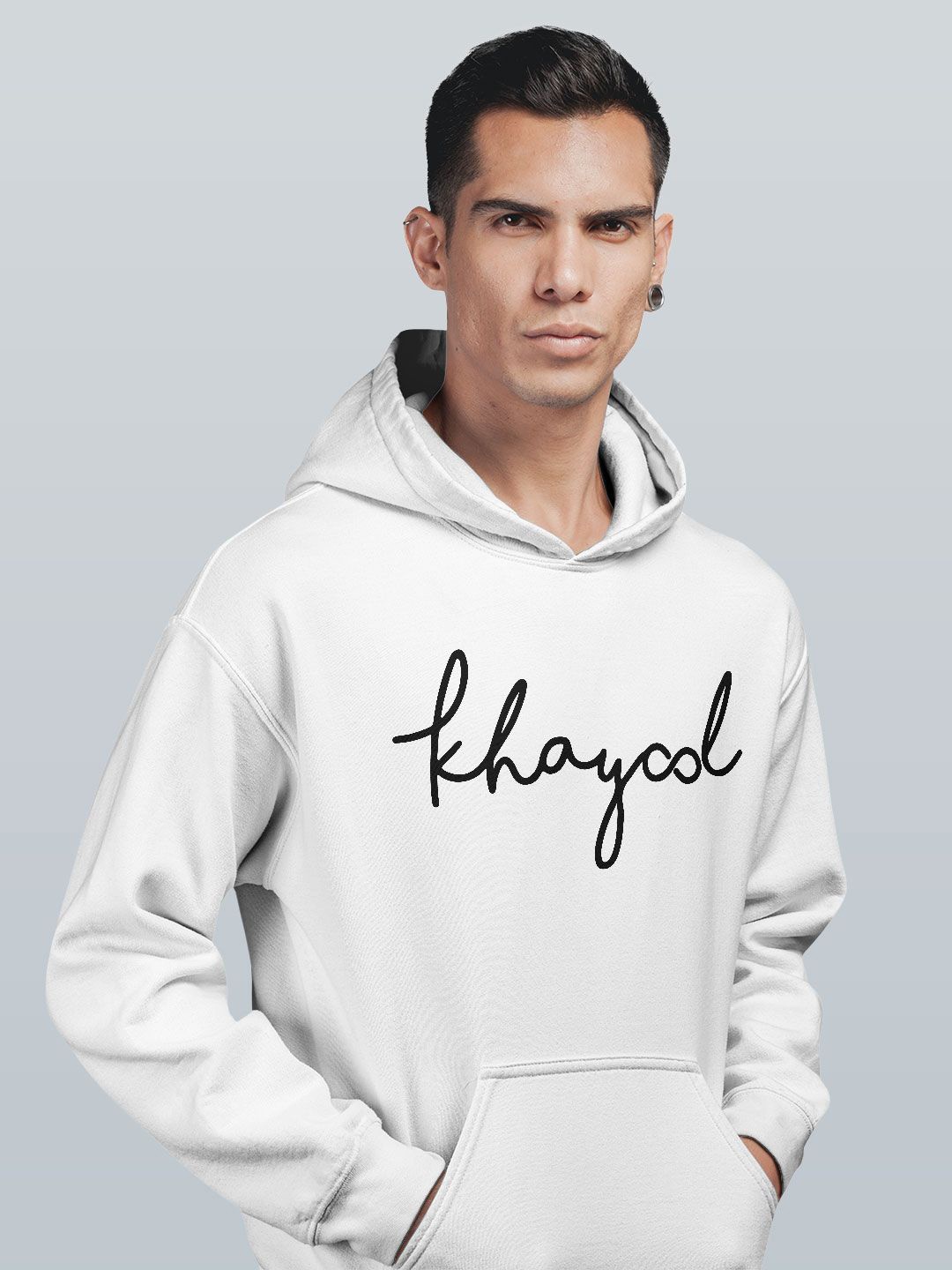 

macmerise Men Printed Hooded Sweatshirt, White