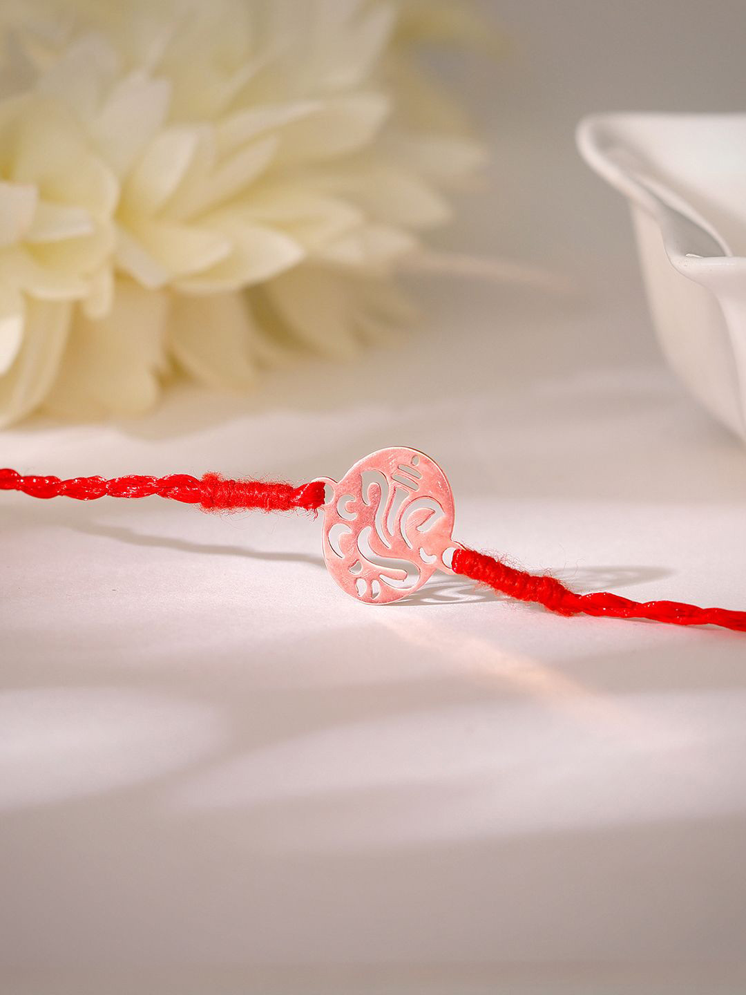 

GIVA 925 Silver Lambodara Charm Thread Rakhi With Roli Chawal & Greeting Card, Rose gold
