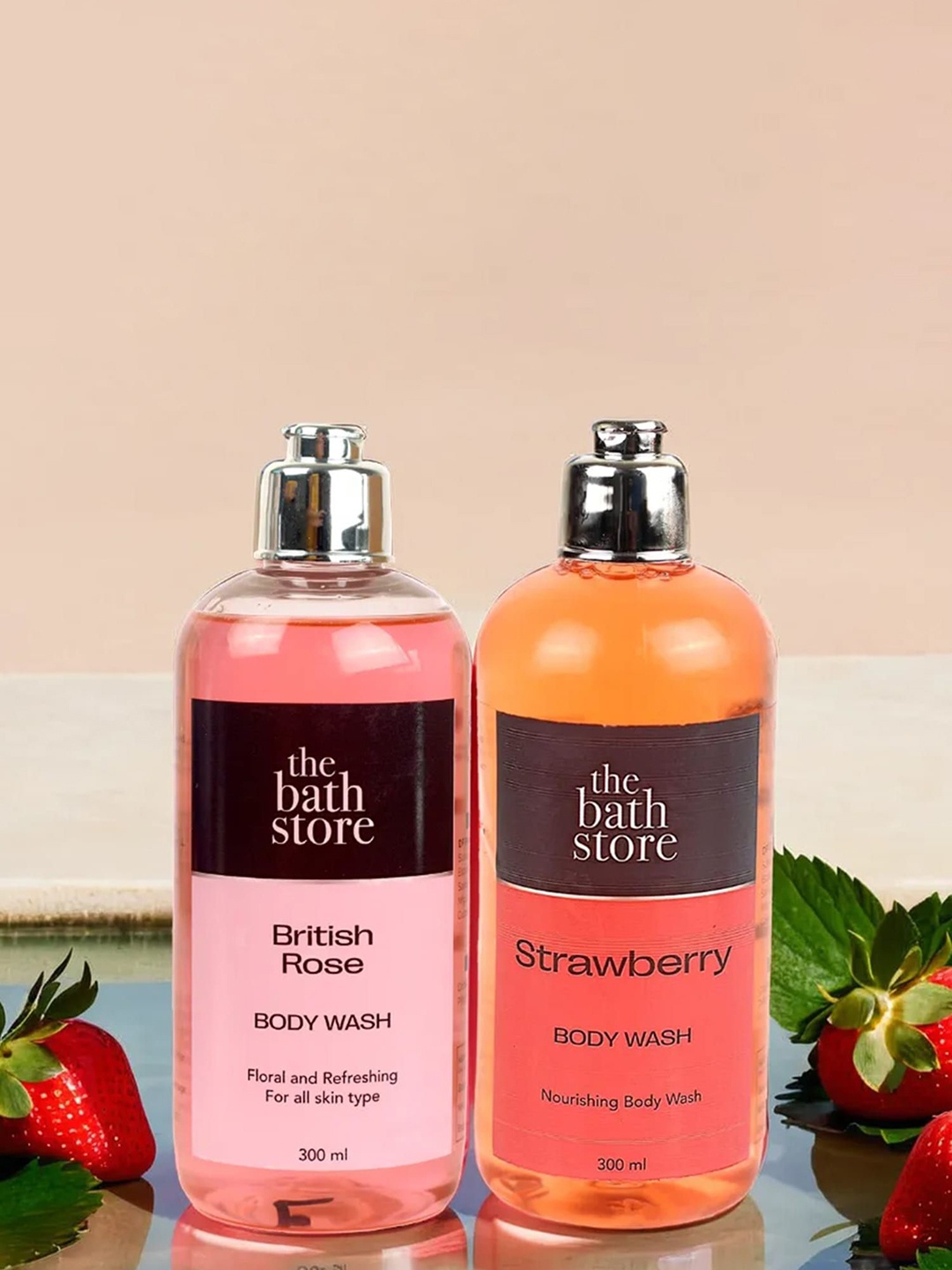

The Bath Store Strawberry & British Rose Set Of 2 Body Wash-300ml Each, Orange