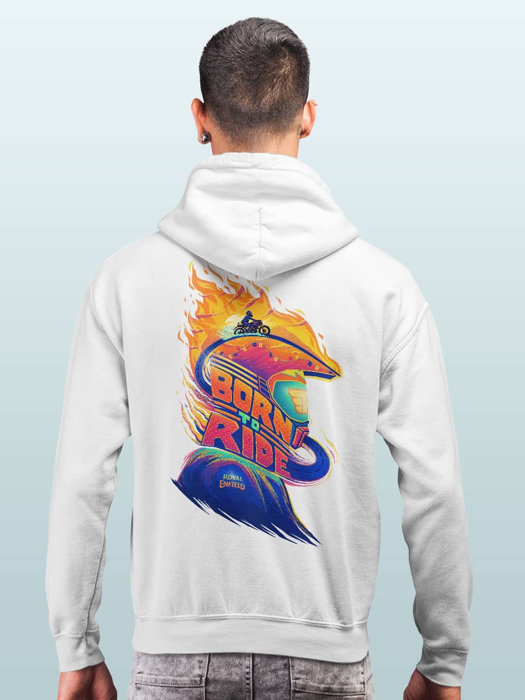

macmerise Men Printed Hooded Sweatshirt, White