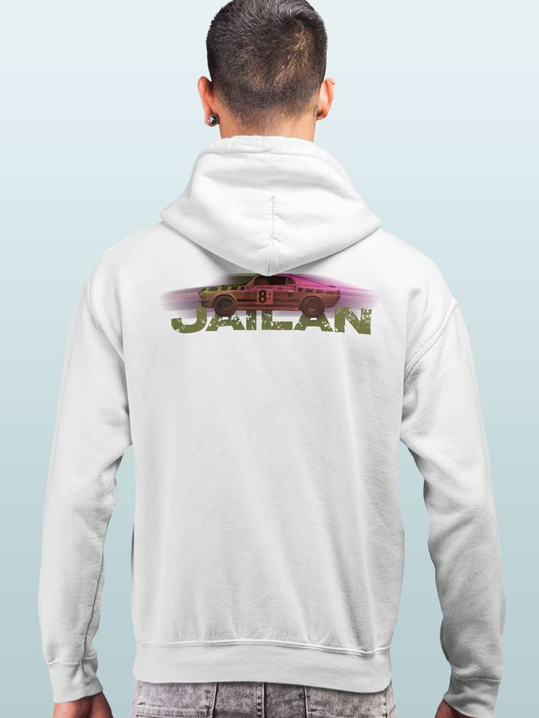 

macmerise Men Printed Hooded Sweatshirt, White