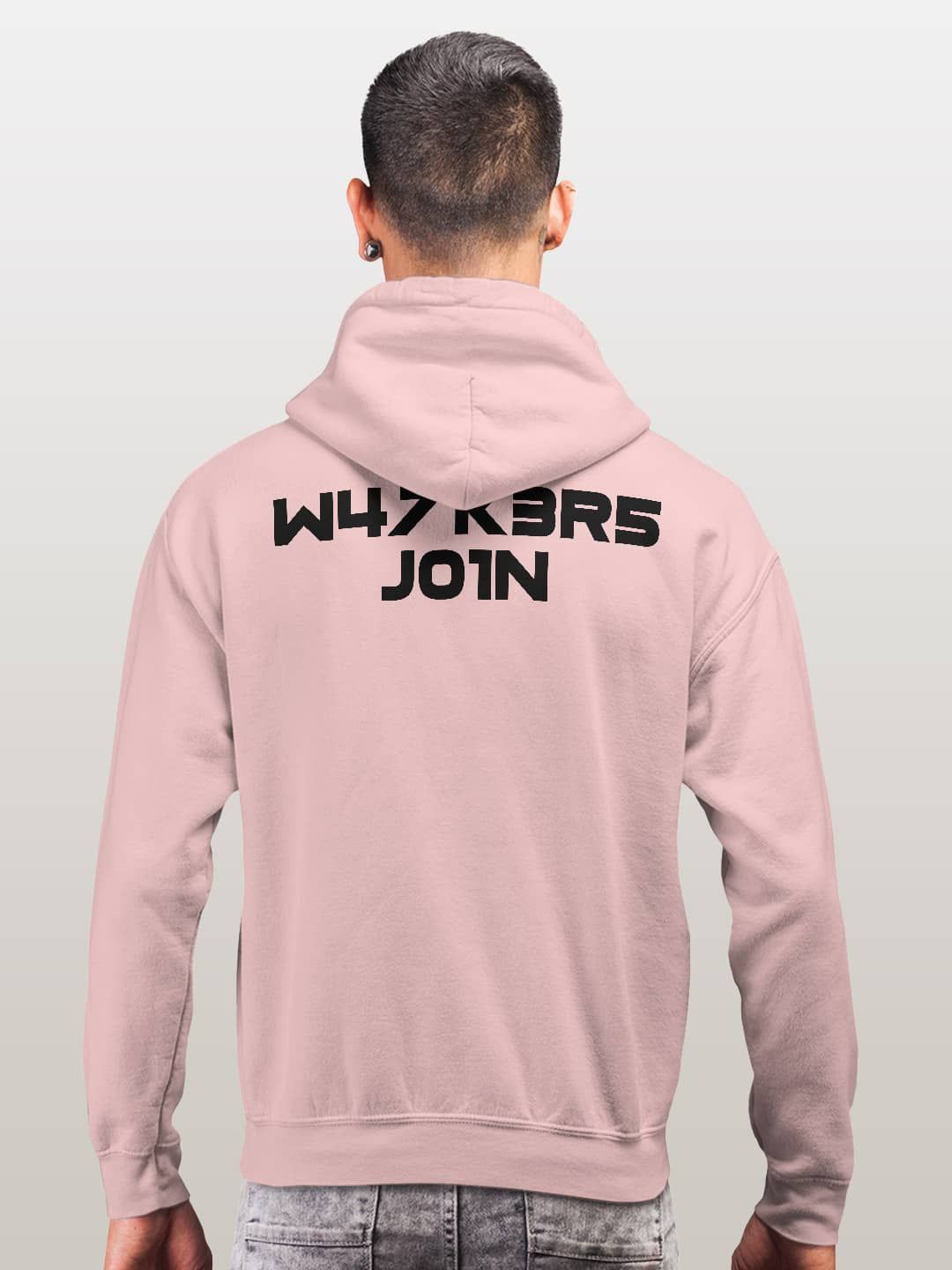 

macmerise Men Printed Hooded Sweatshirt, Pink