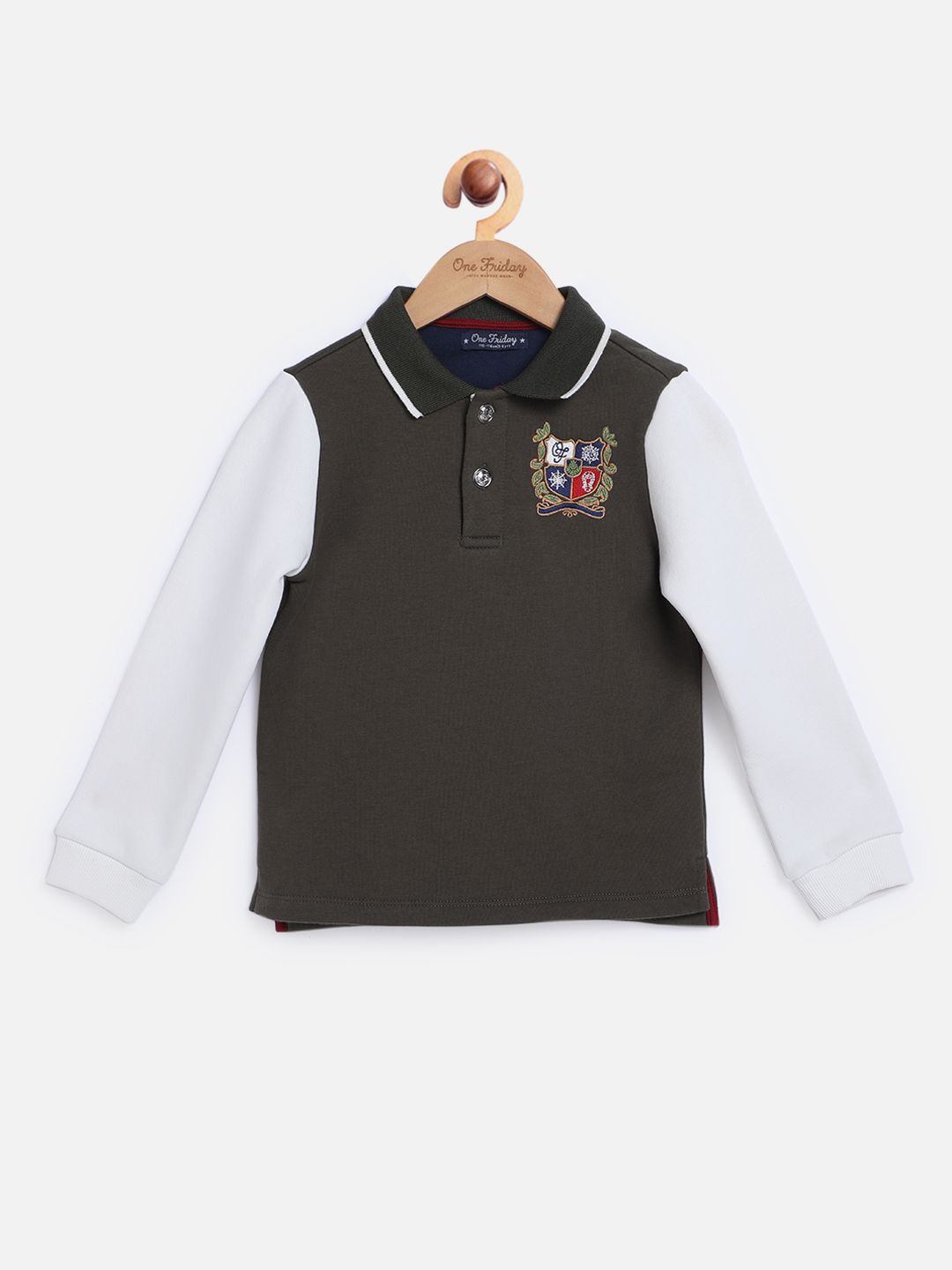 

One Friday Boys Solid Polo Collar T-shirt, Green