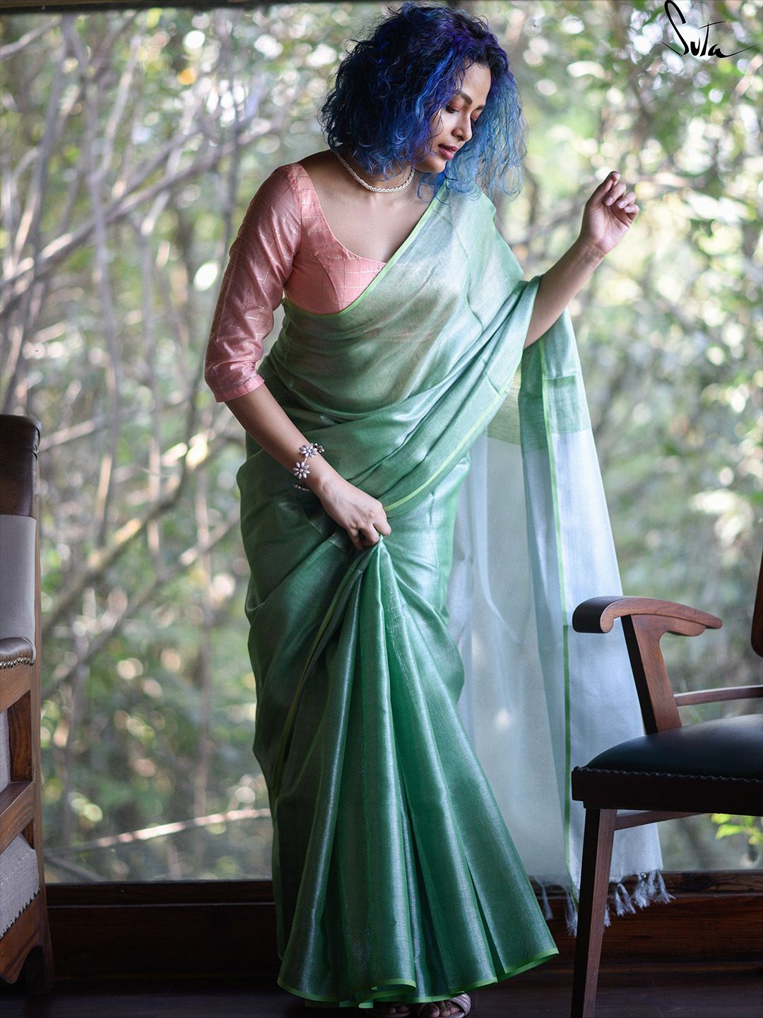 

Suta Solid Zari Saree, Green