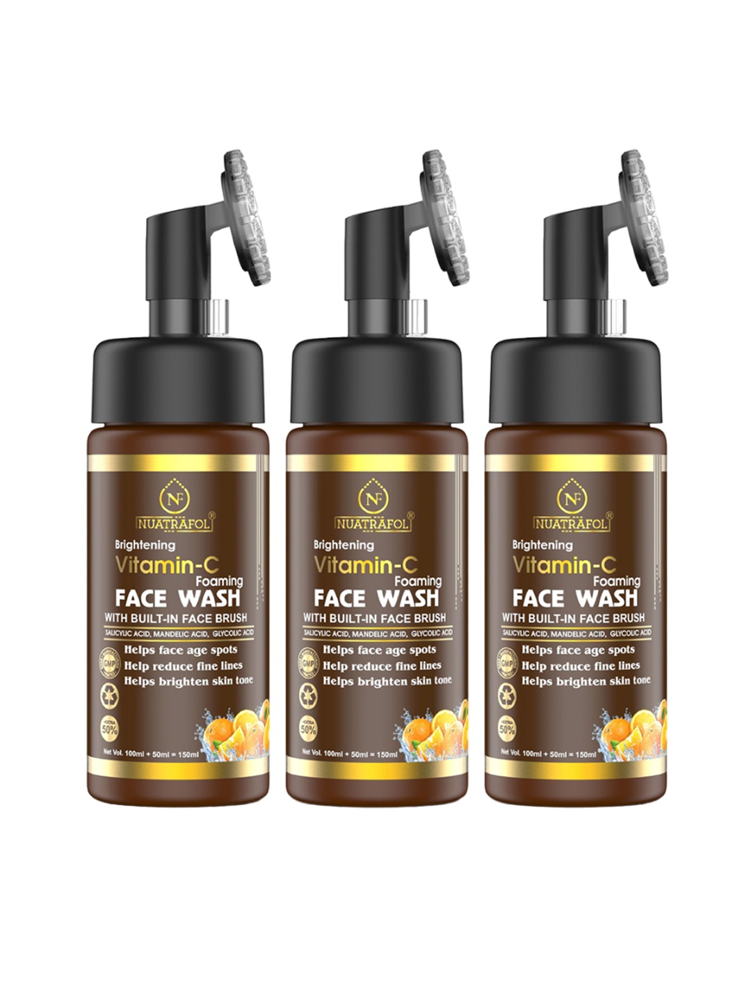 

NUATRAFOL Set Of 3 Vitamin C Foaming Facewash -150ml Each, Green