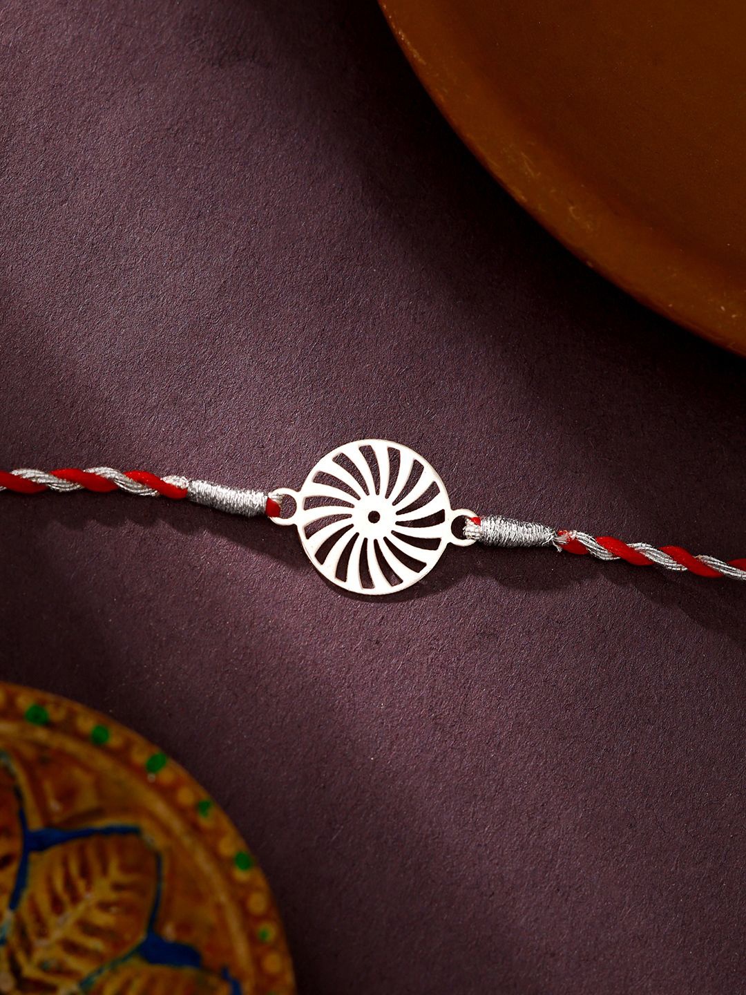 

GIVA 925 Silver Pinwheel Charm Thread Rakhi With Roli Chawal & Greeting Card