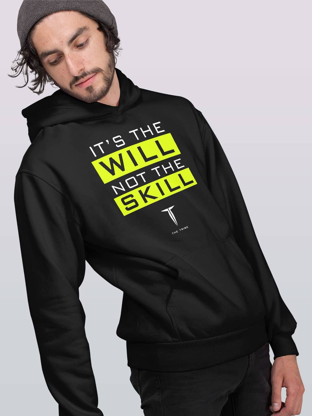 

macmerise Men Printed Hooded Sweatshirt, Black