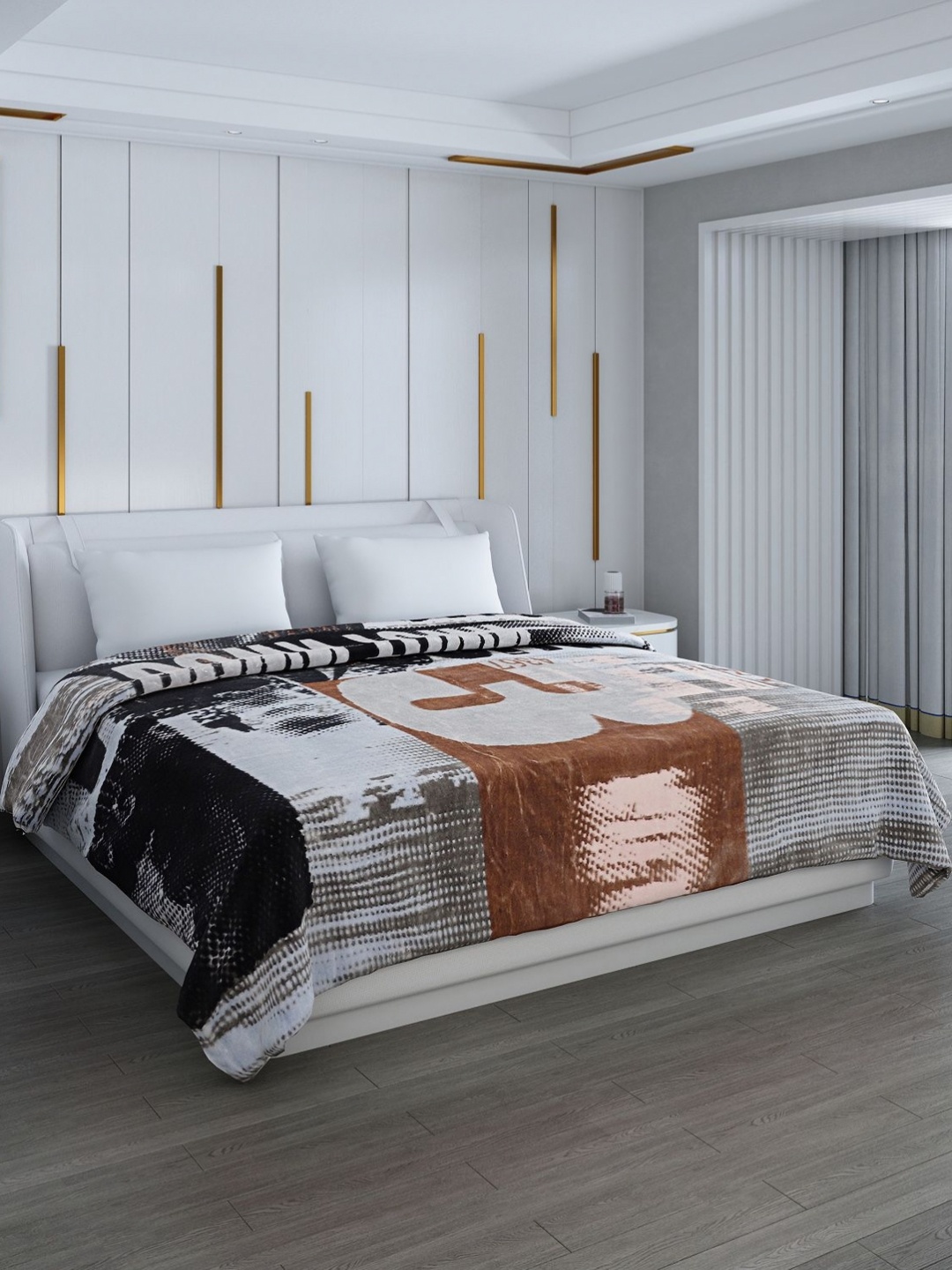 

Monte Carlo Grey & Brown Abstract Printed 1000 GSM Heavy Winter Double Bed Blanket