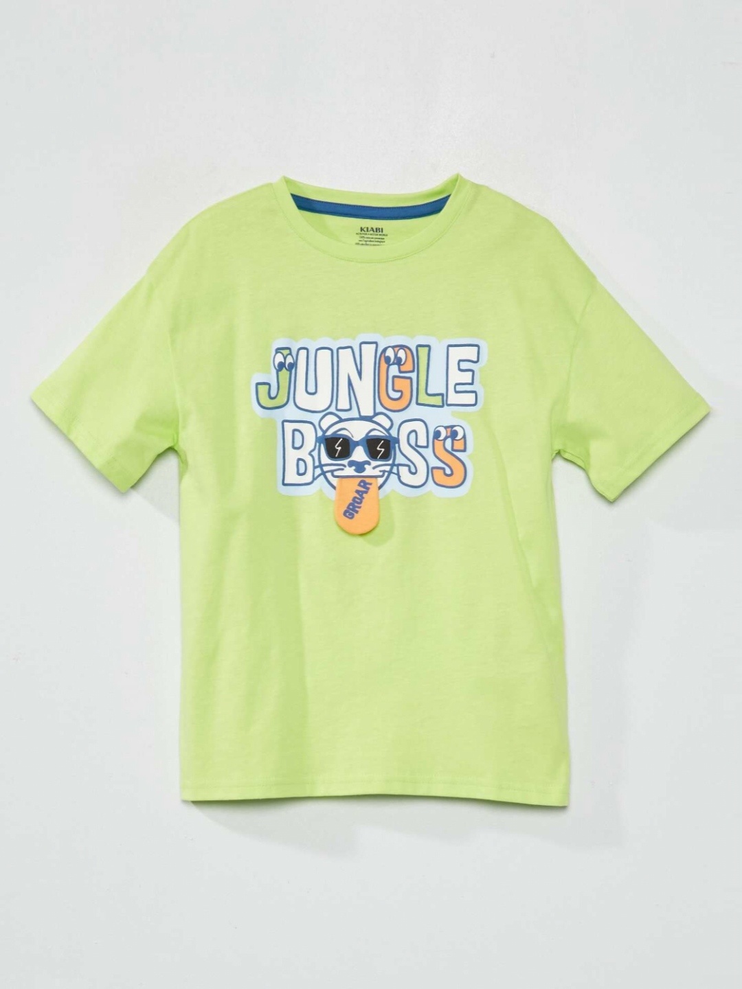 

KIABI Boys Typography Printed Pure Cotton T-shirt, Green