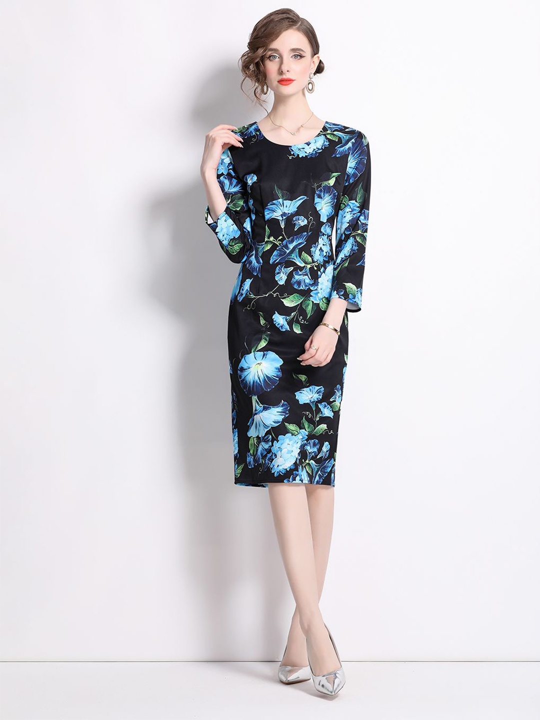 

JC Collection Floral Print Sheath Dress, Blue