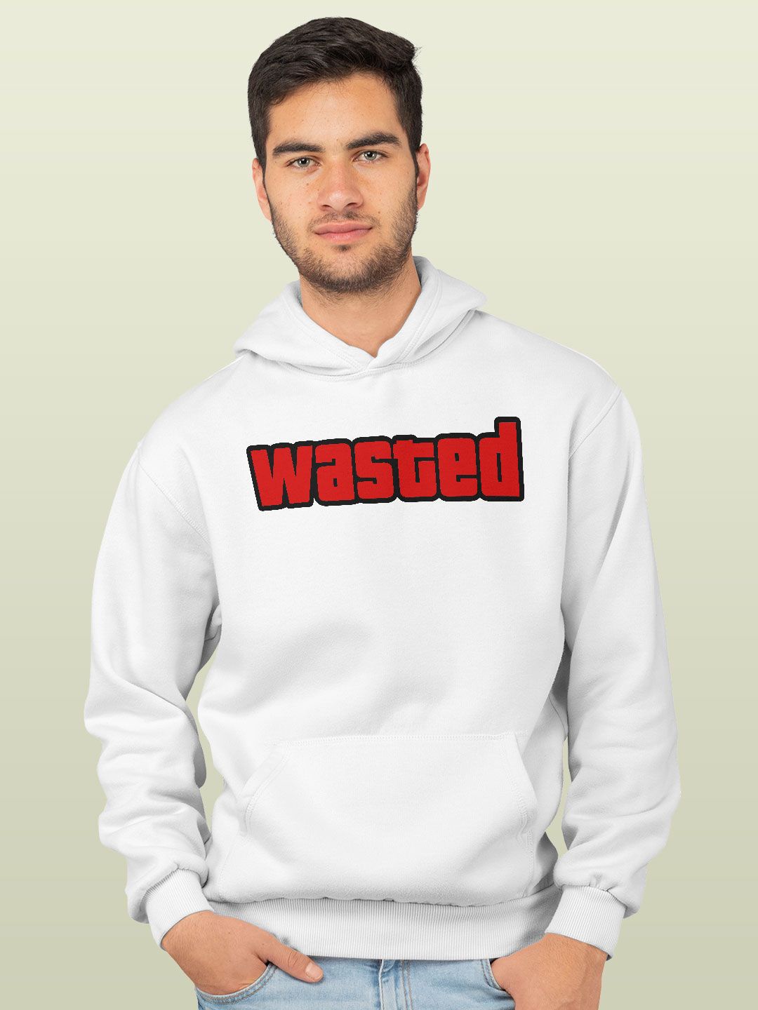 

macmerise Men Printed Hooded Sweatshirt, White