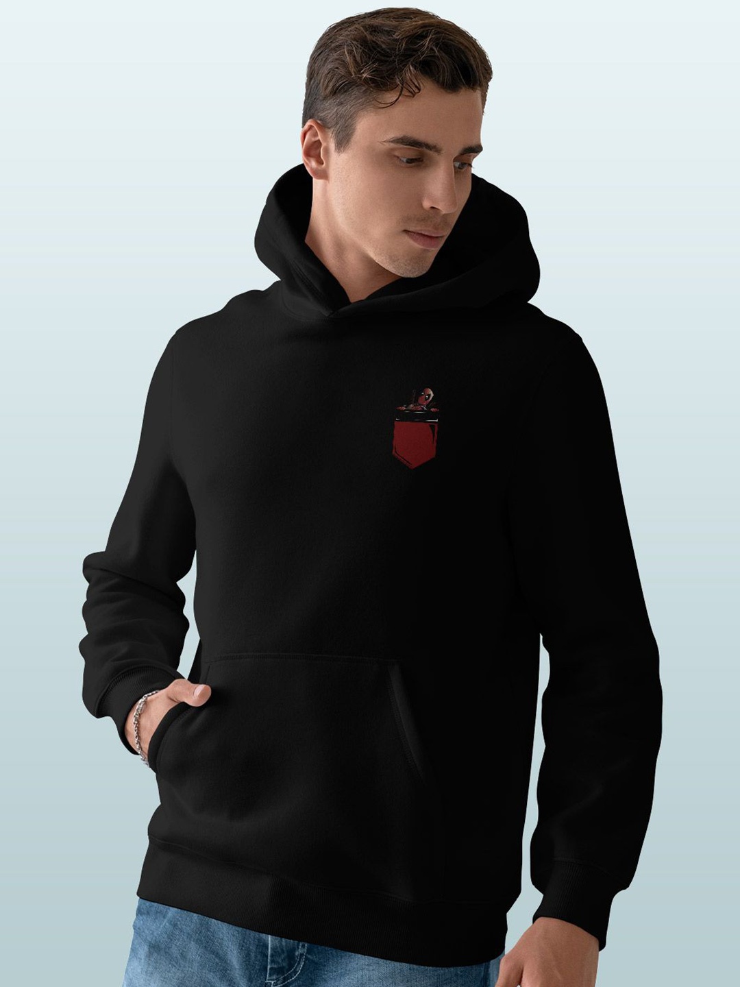 

macmerise Men Hooded Sweatshirt, Black