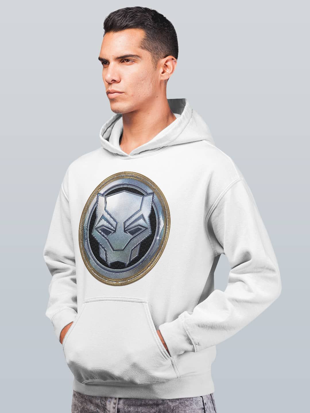 

macmerise Men Printed Hooded Sweatshirt, White