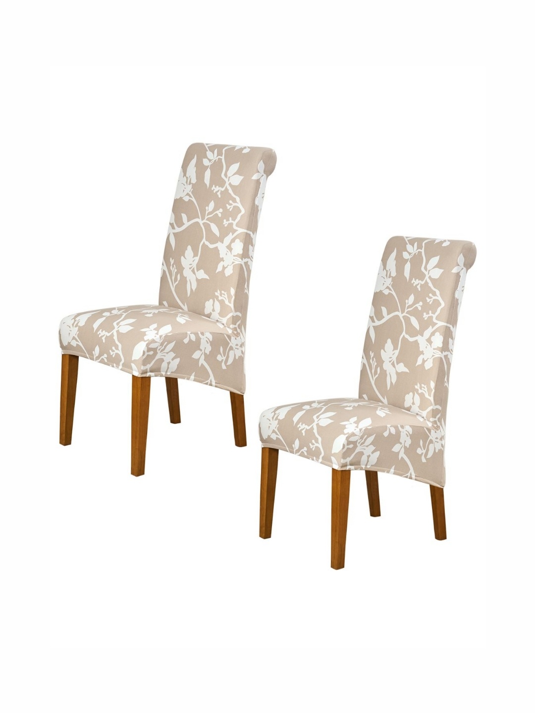 

HOKIPO Brown & White 2 Pieces Printed 140 GSM Stretchable Chair Covers