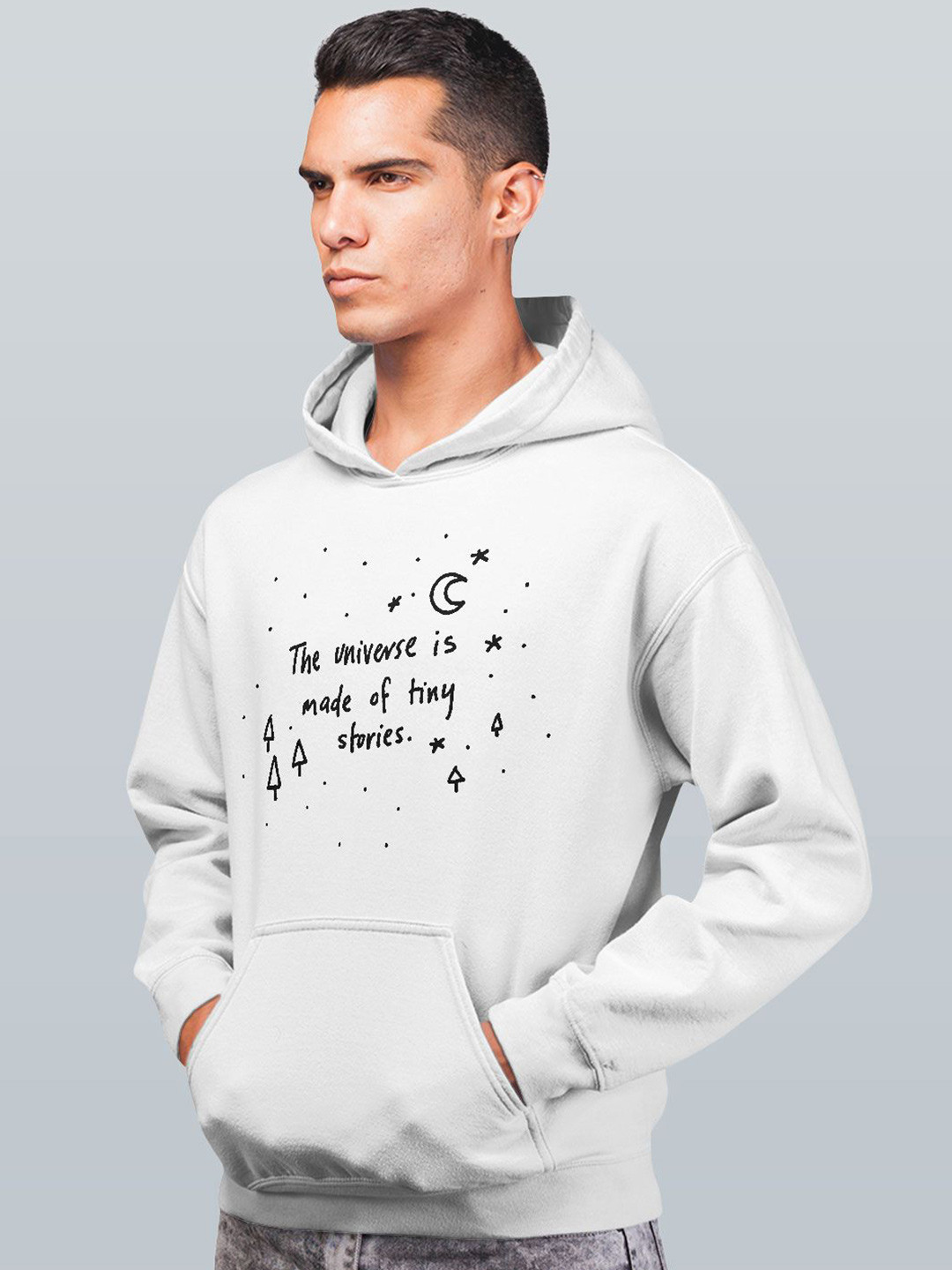 

macmerise Men Printed Hooded Sweatshirt, White
