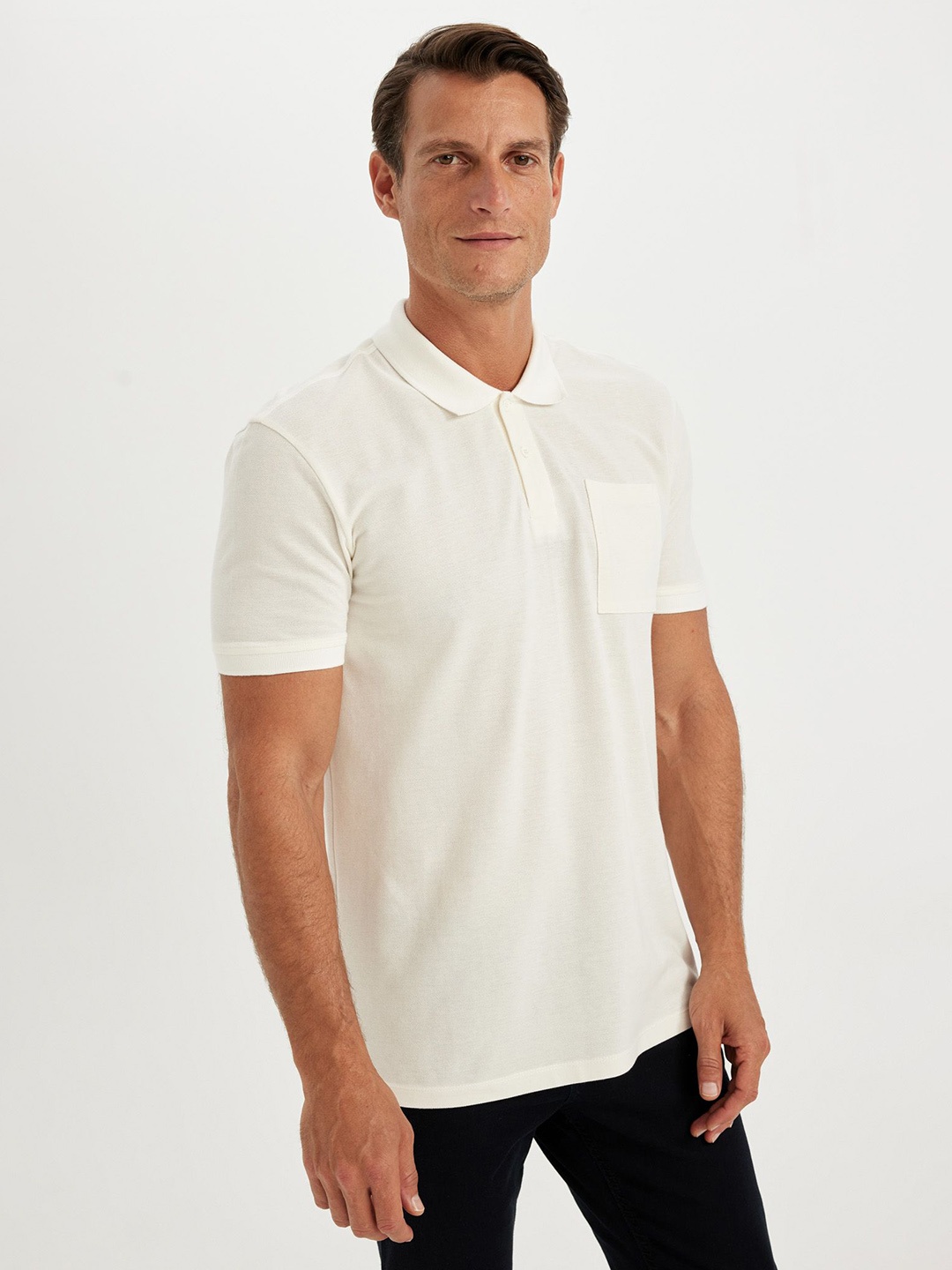 

DeFacto Men Polo Collar Pockets T-shirt, Na