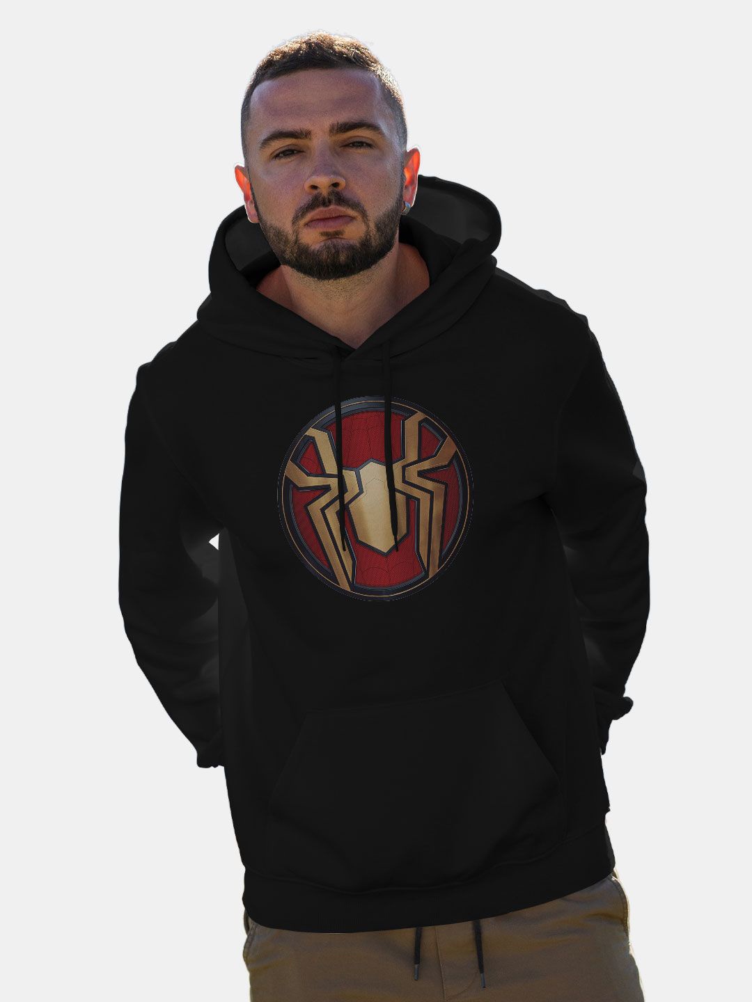 

macmerise Men Printed Hooded Sweatshirt, Black