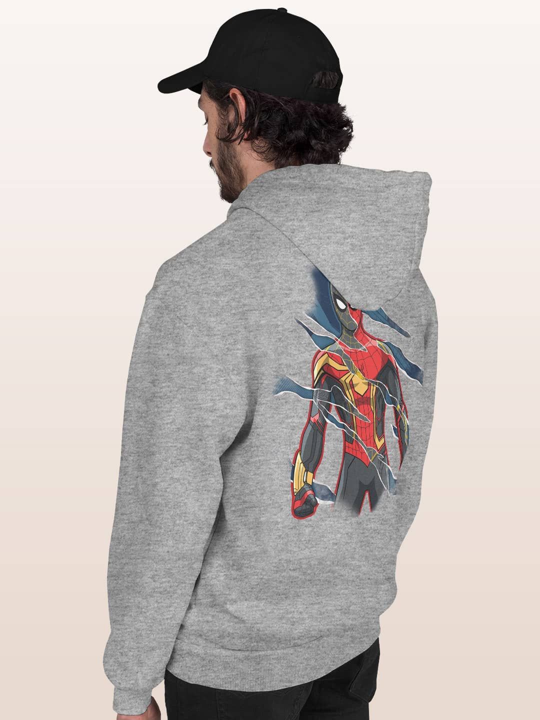 

macmerise Men Printed Hooded Sweatshirt, Grey