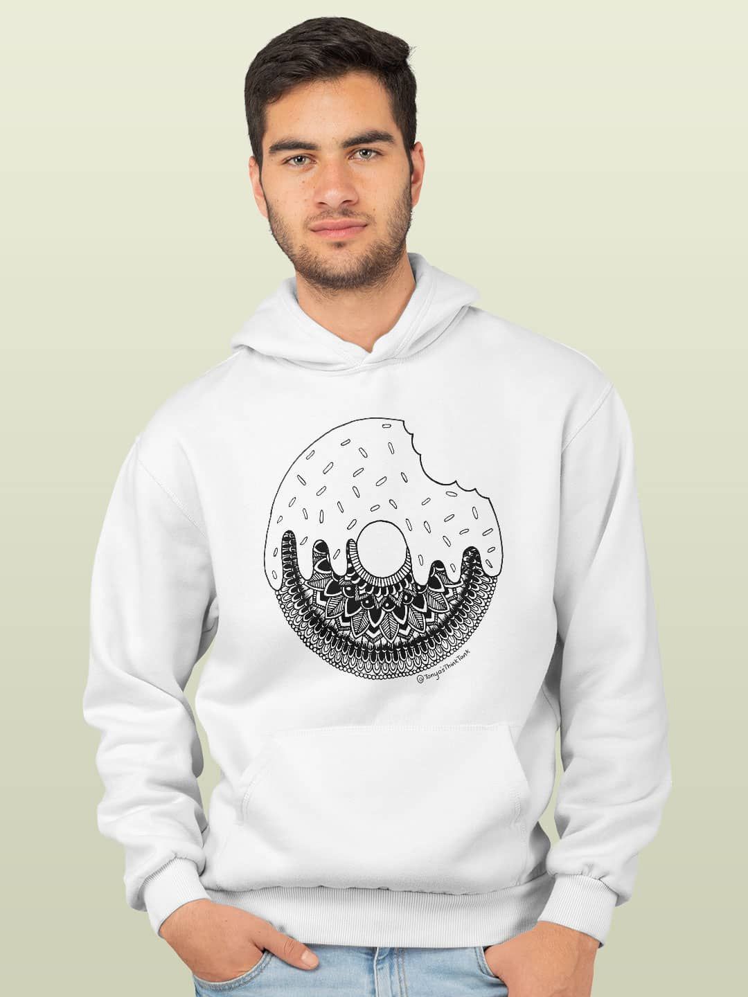 

macmerise Men Printed Hooded Sweatshirt, White