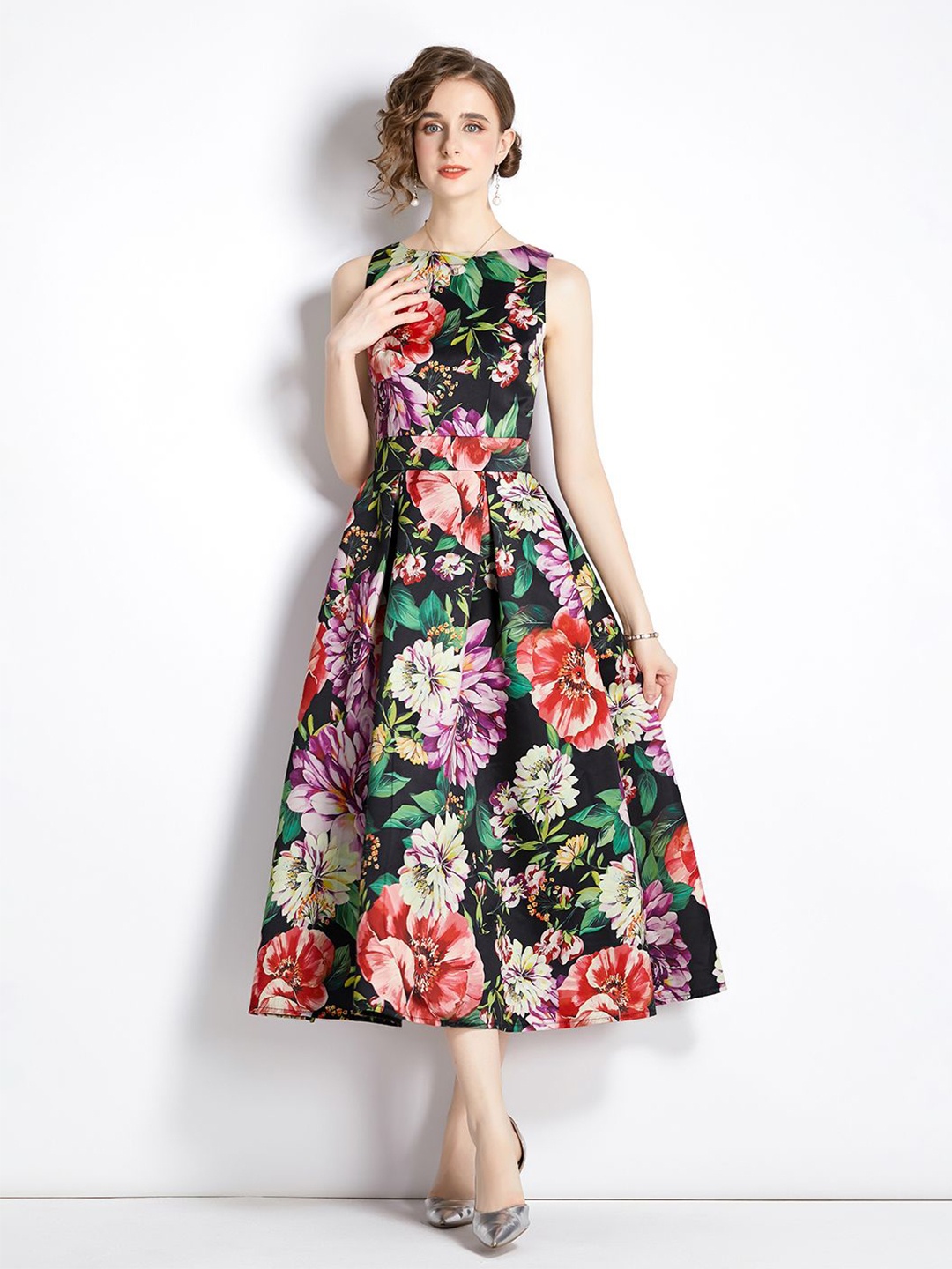 

JC Collection Floral Printed Sleeveless Fit & Flare Midi Dress, Multi