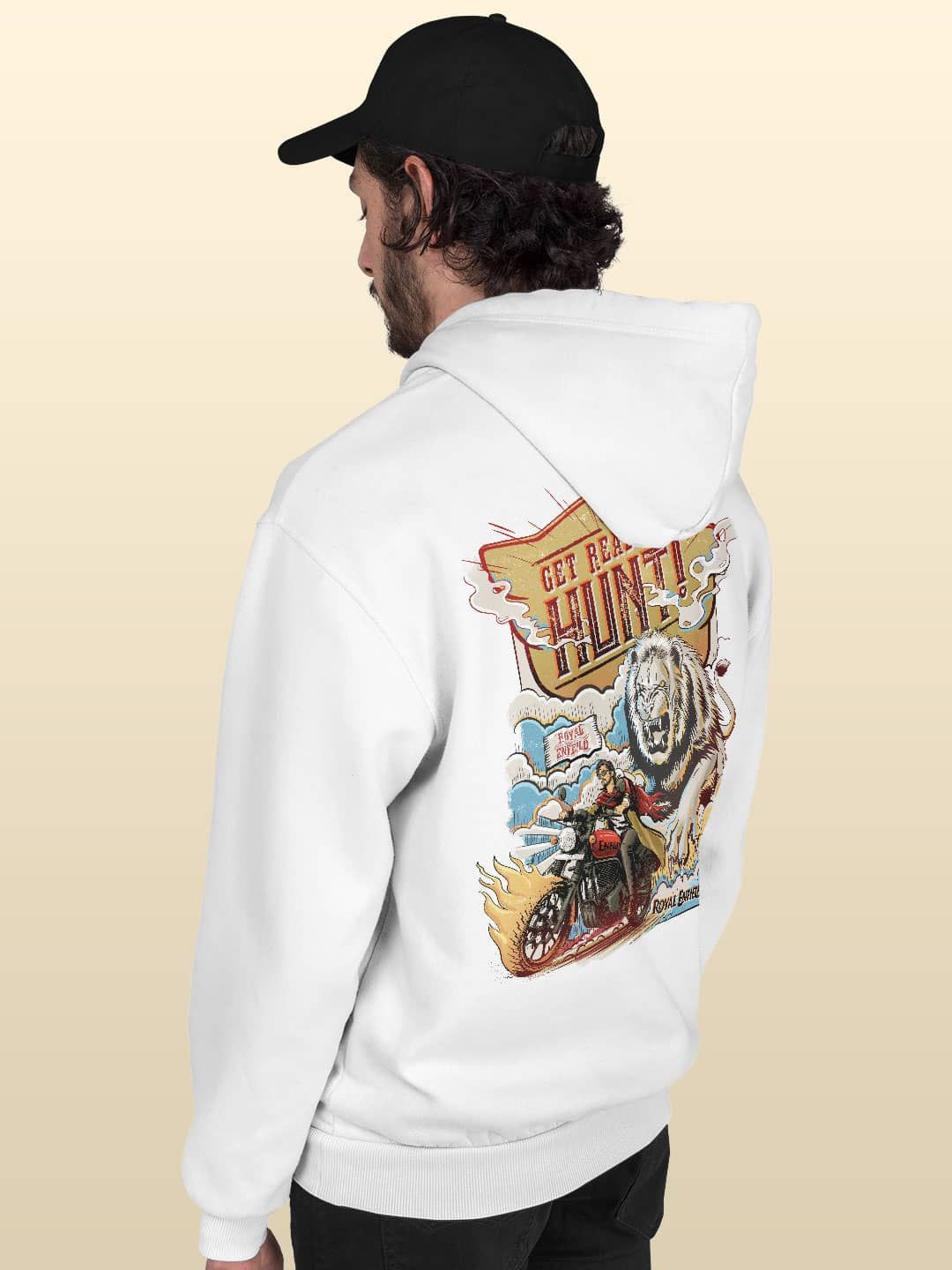 

macmerise Men Printed Hooded Sweatshirt, White