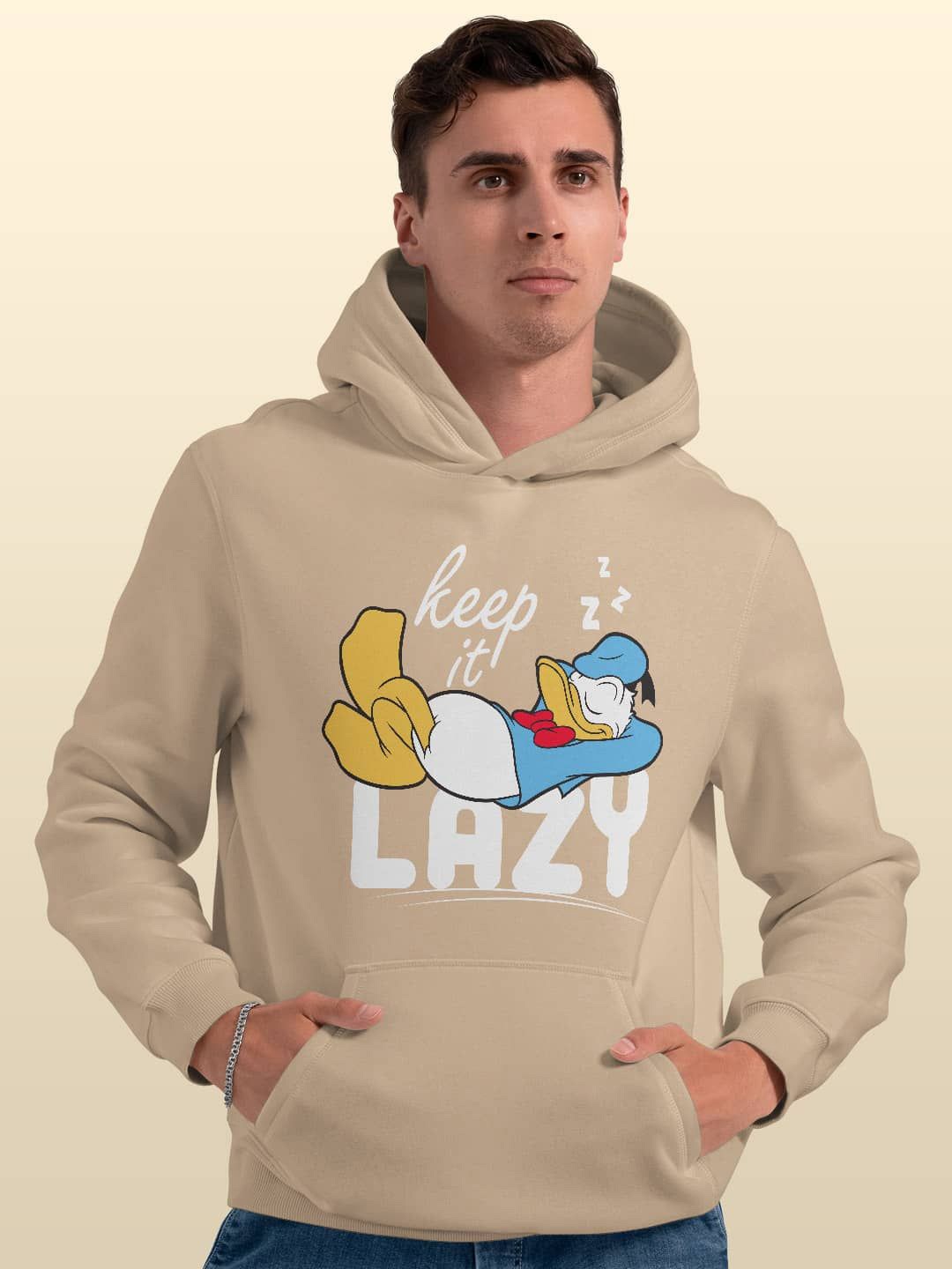 

macmerise Men Printed Hooded Sweatshirt, Beige