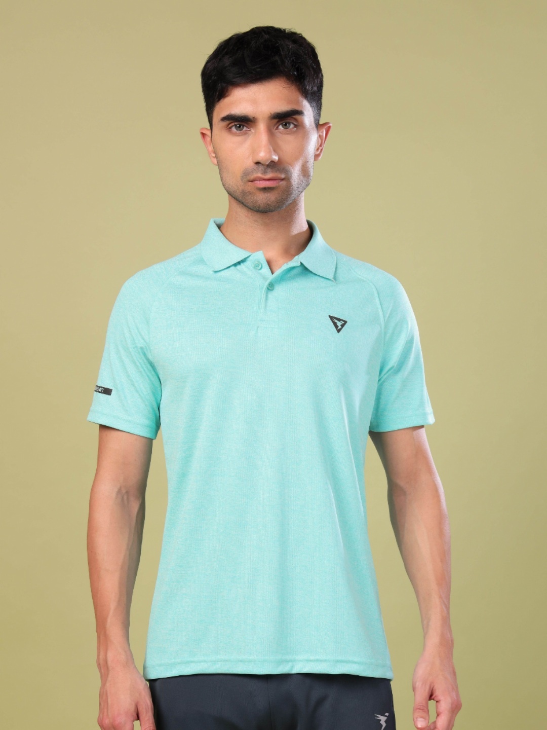 

Technosport Polo Collar Raglan Sleeves UPF50 Technology Slim Fit Sports T-shirt, Blue