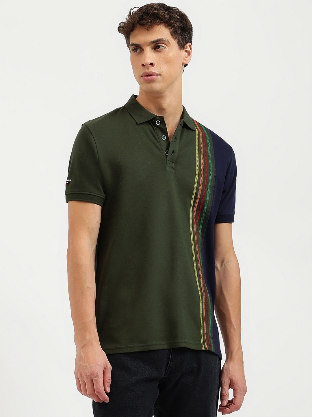 

United Colors of Benetton Men Polo Collar Pure Cotton Pockets T-shirt, Green