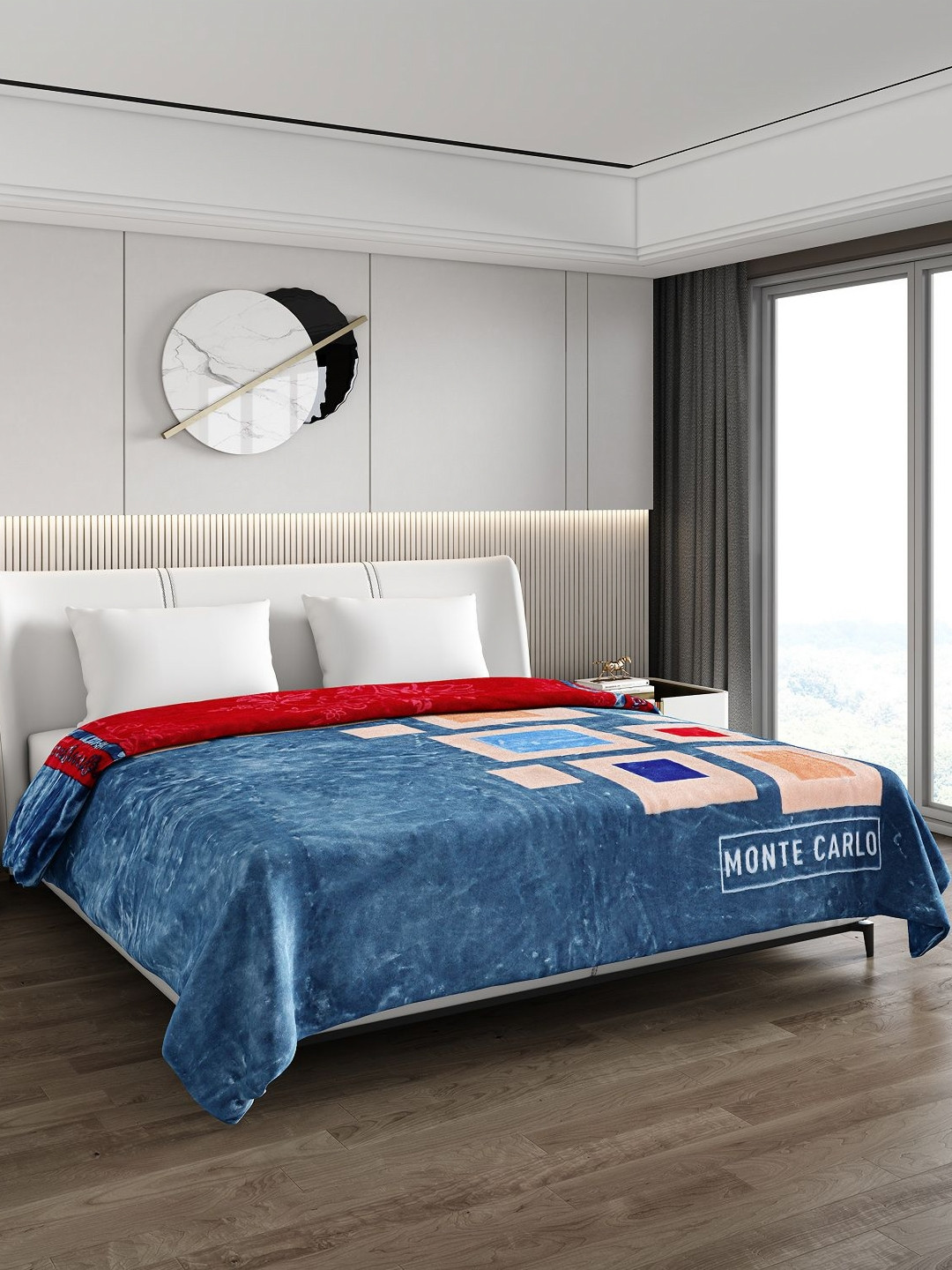 

Monte Carlo Blue & Red Heavy Winter 850 GSM Double Bed Blanket