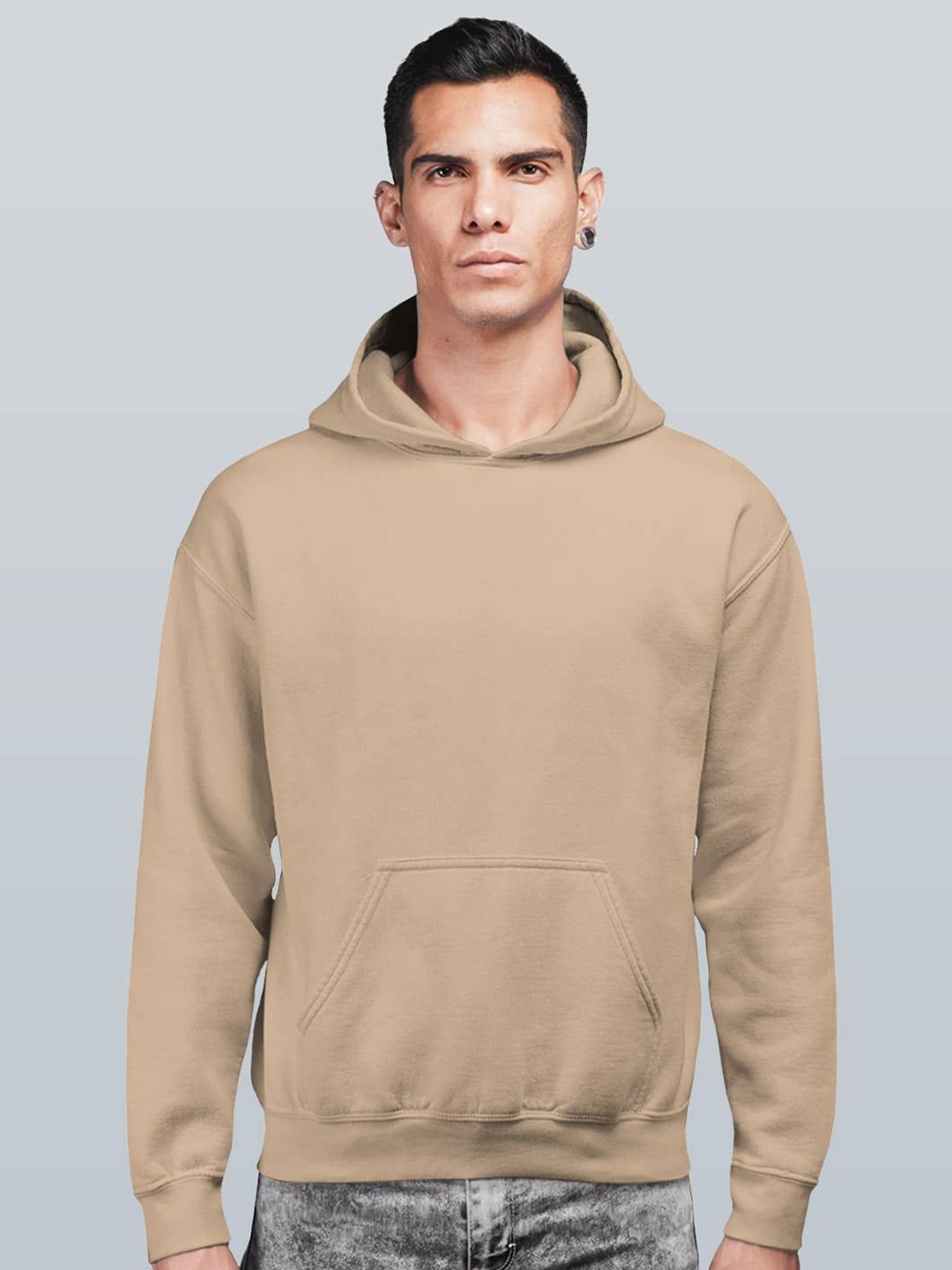 

macmerise Men Hooded Sweatshirt, Beige