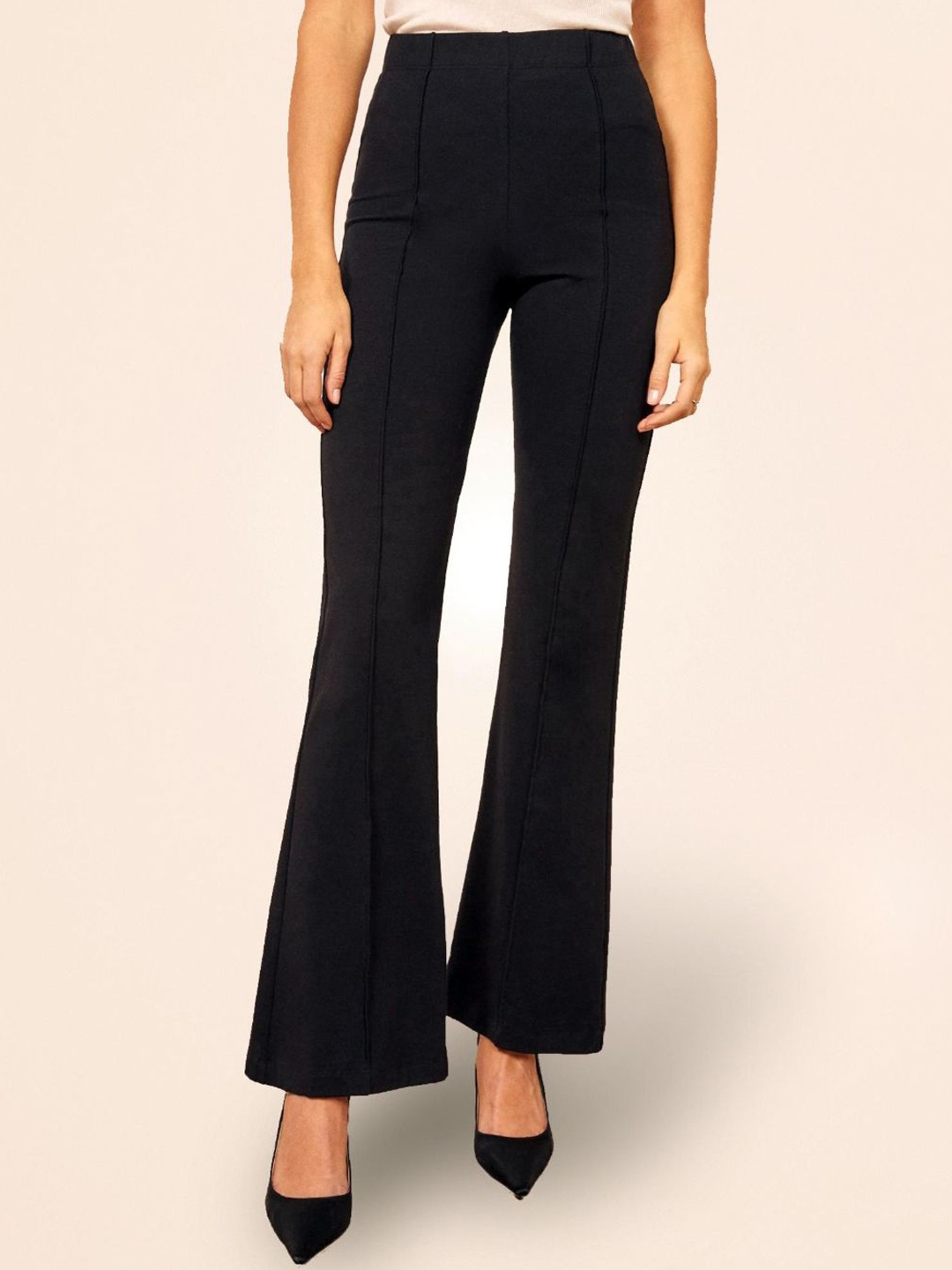 

Dream Beauty Fashion Women Flared High-Rise Bootcut Trousers, Black