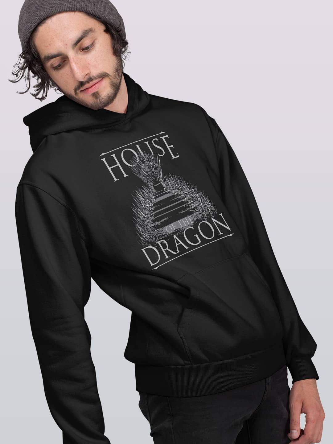 

macmerise Men Printed Hooded Sweatshirt, Black
