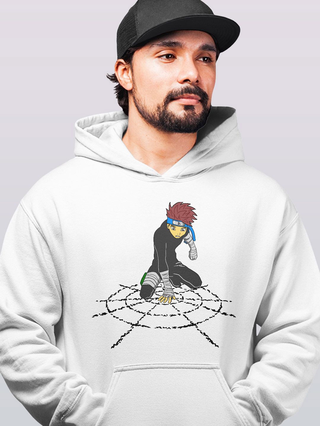 

macmerise Men Printed Hooded Sweatshirt, White
