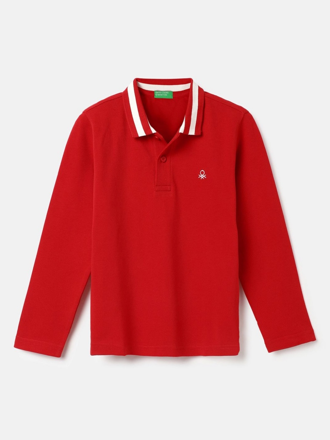 

United Colors of Benetton Boys Polo Collar Pure Cotton Applique T-shirt, Red