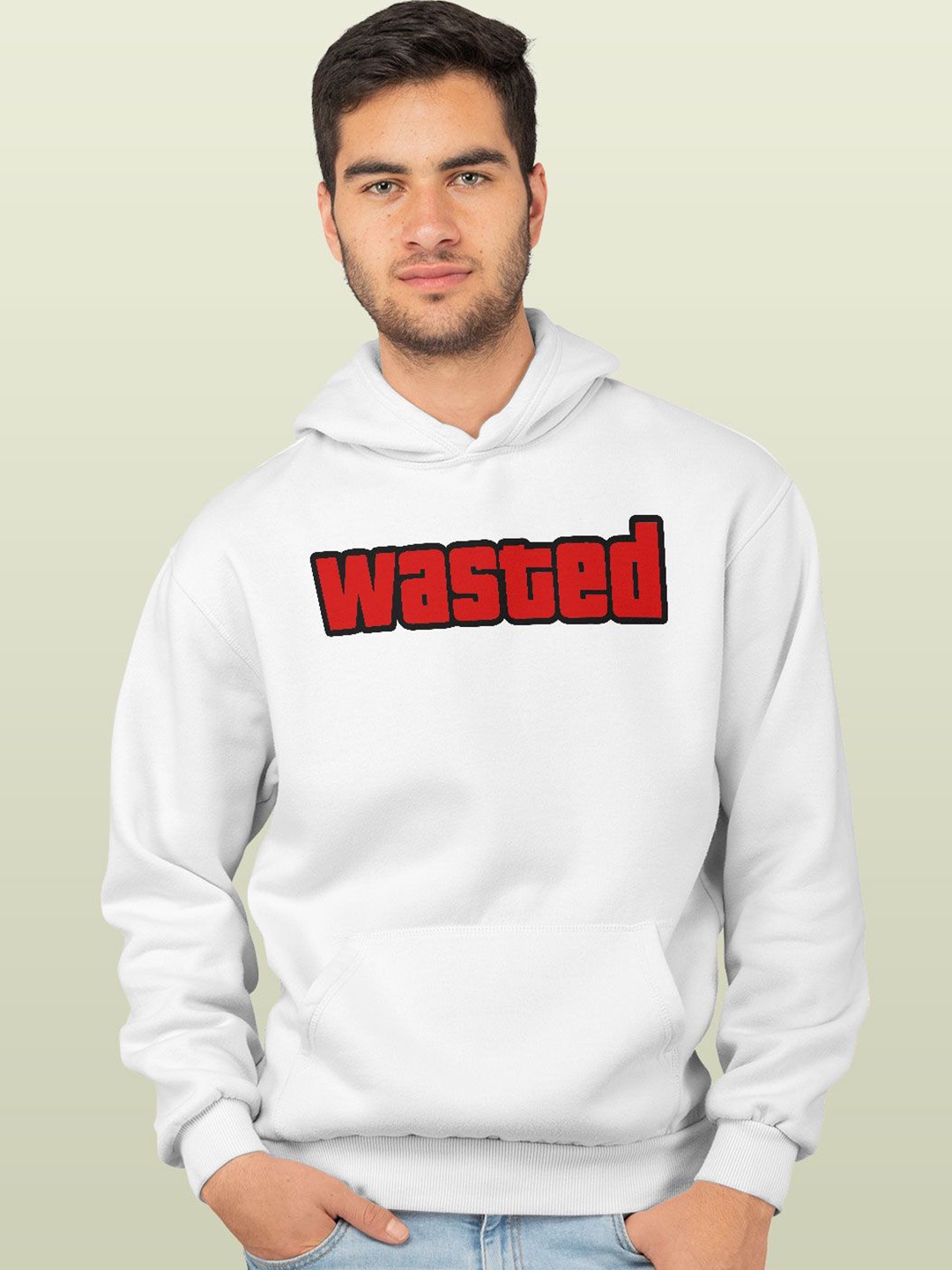 

macmerise Men Printed Hooded Sweatshirt, White