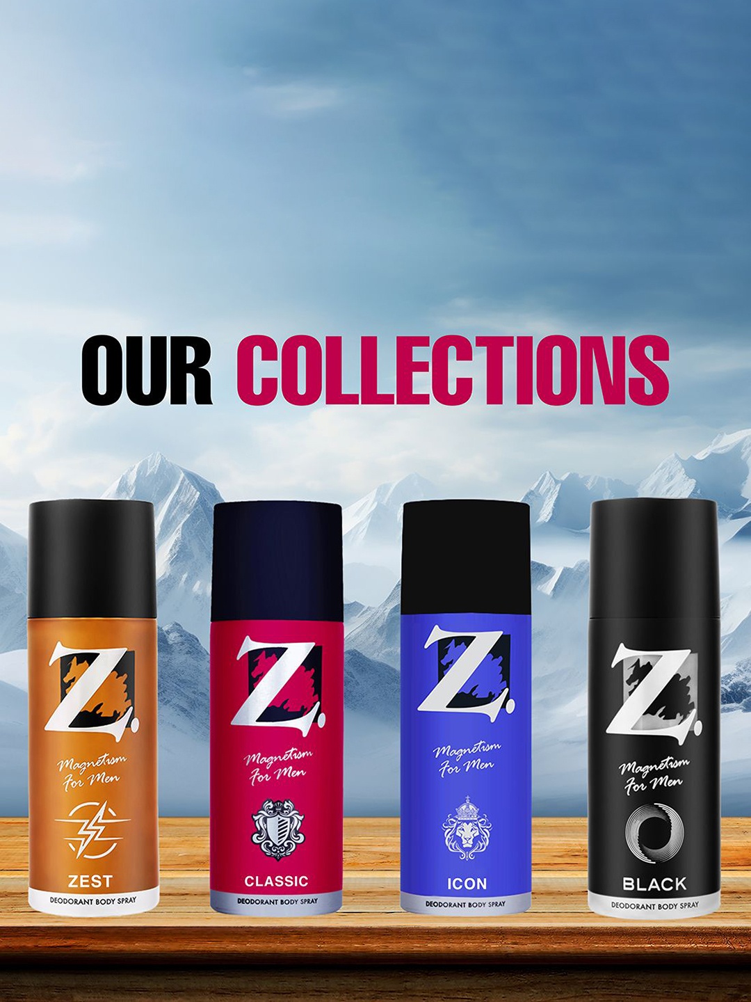 

Z-MAGNETISM FOR MEN Set Of 3 Classic Long Lasting Deodorant Body Spray -150ml(100g) Each, Burgundy