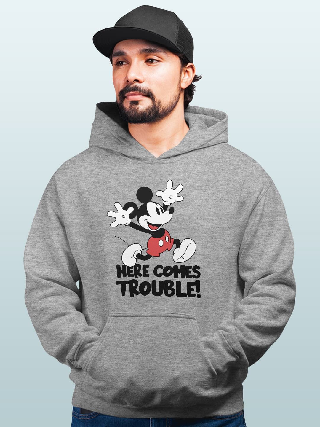 

macmerise Men Printed Hooded Sweatshirt, Grey