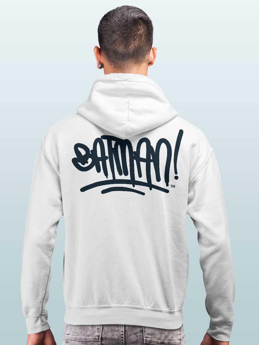 

macmerise Men Printed Hooded Sweatshirt, White