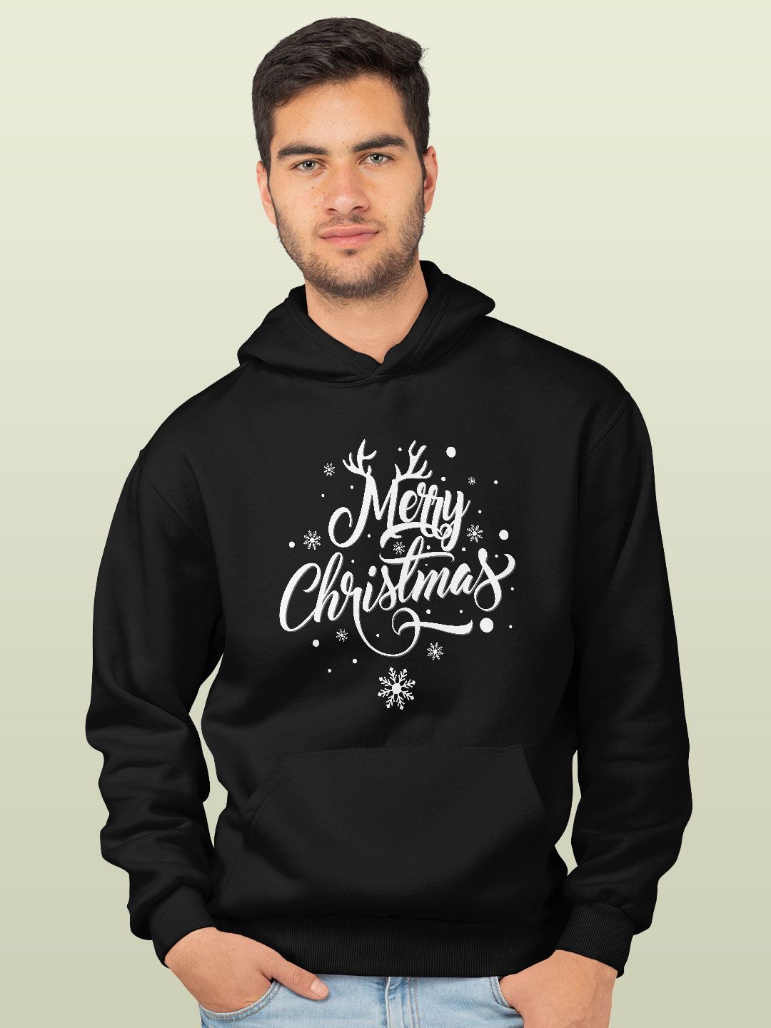 

macmerise Men Printed Hooded Sweatshirt, Black