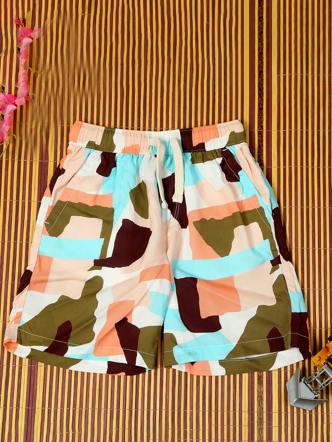 

The Lion and The Fish Boys Abstract Printed Shorts, Maroon