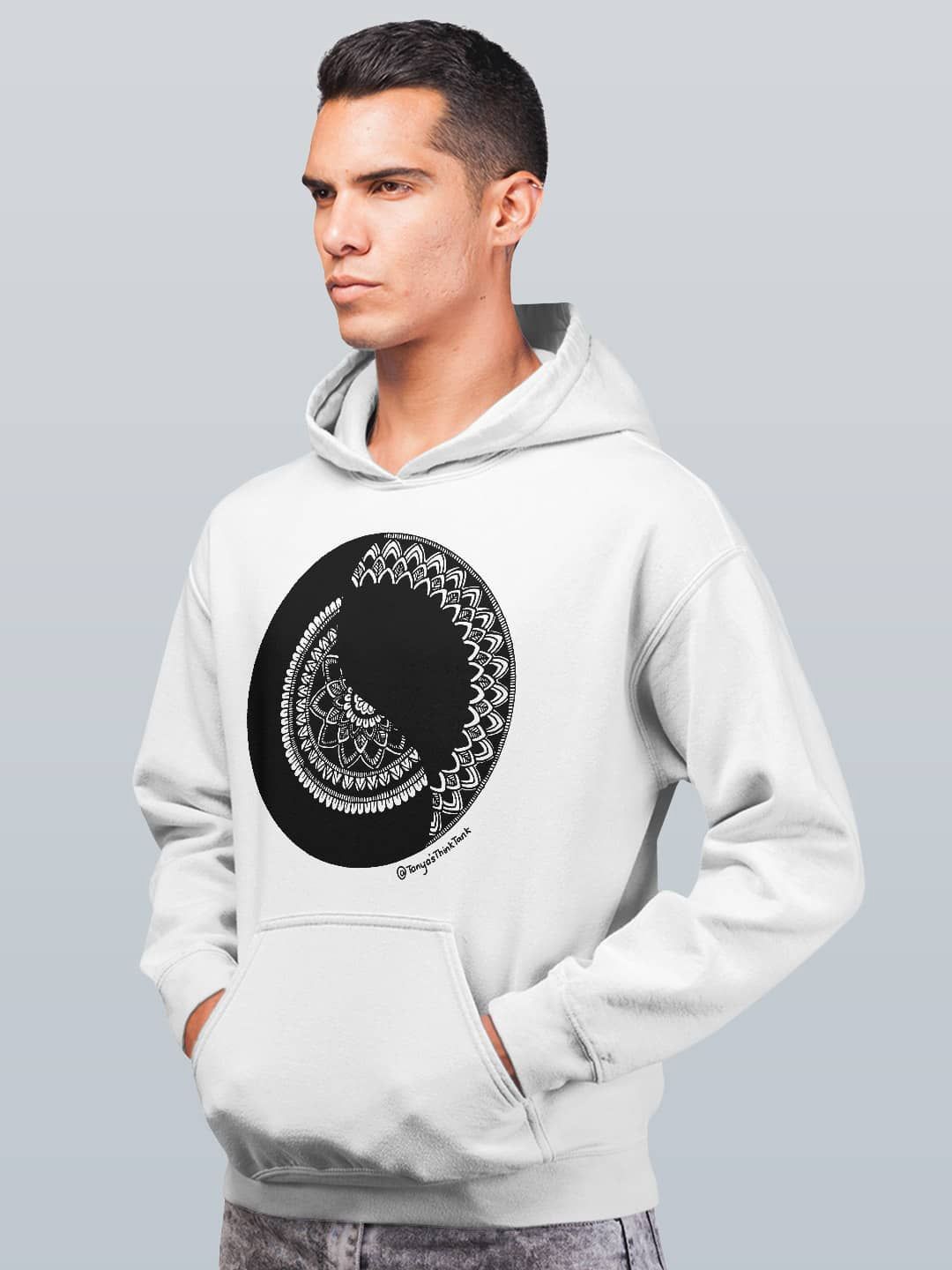 

macmerise Men Printed Hooded Sweatshirt, White