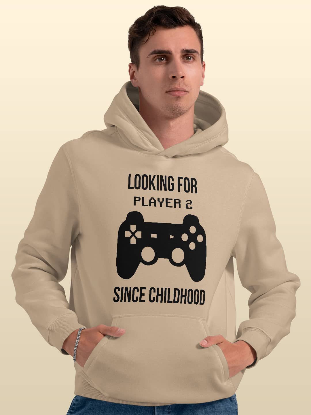

macmerise Men Printed Hooded Sweatshirt, Beige