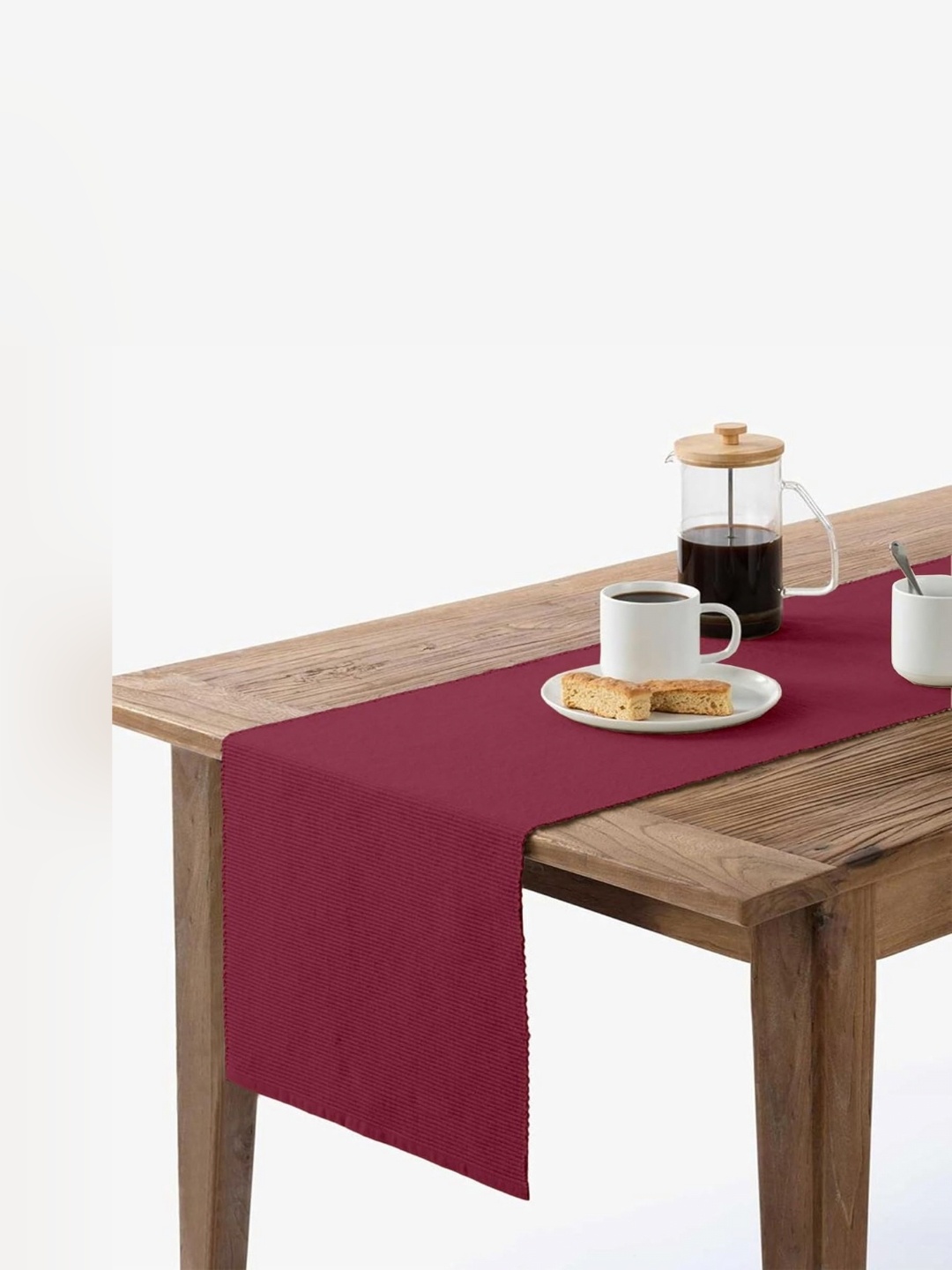 

Lushomes Maroon Textured Pure Cotton Table Runner
