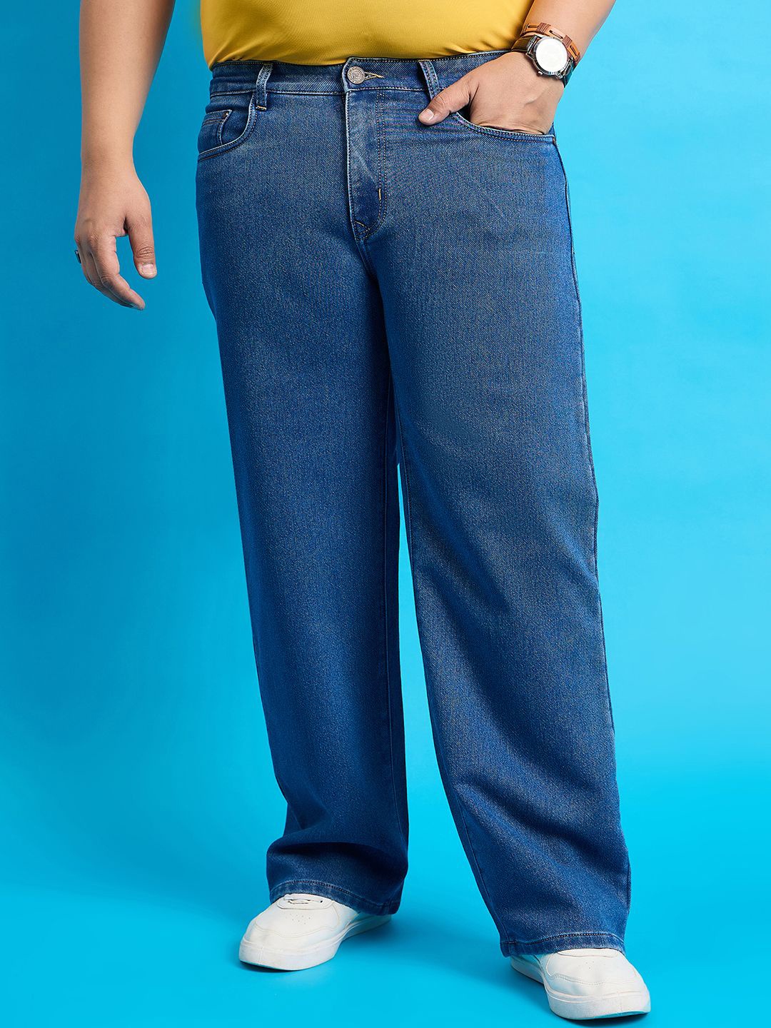 

bigbanana Plus Size Men Mid-Rise Stretchable Jeans, Blue