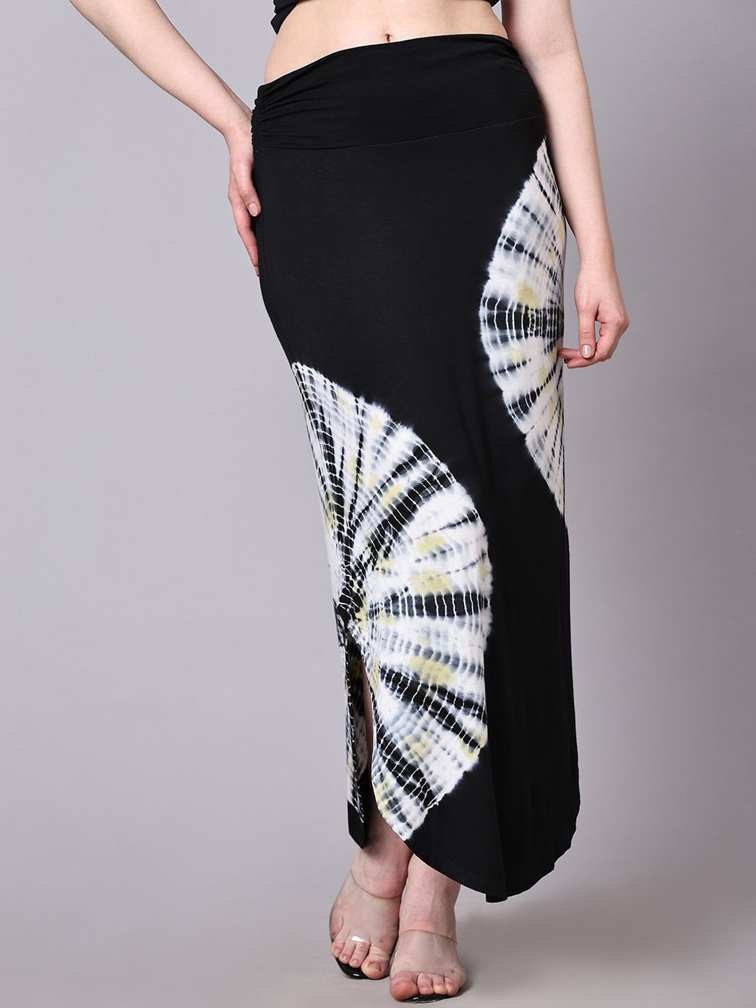 

Pomegal Straight Tie and Dye Skirt, Black