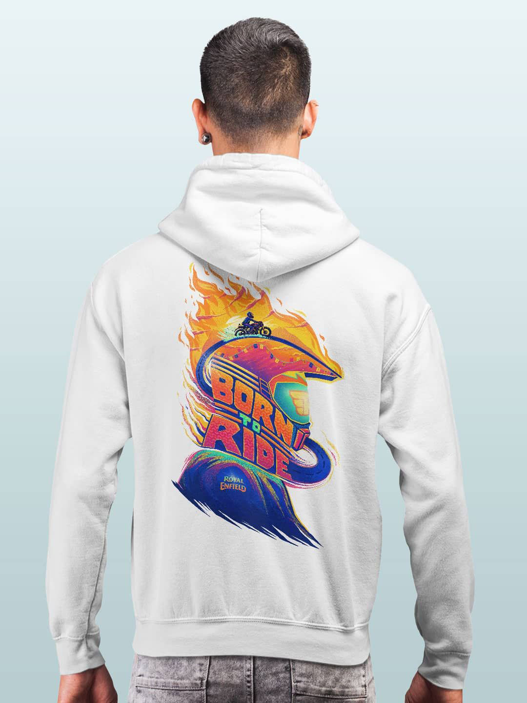 

macmerise Men Printed Hooded Sweatshirt, White