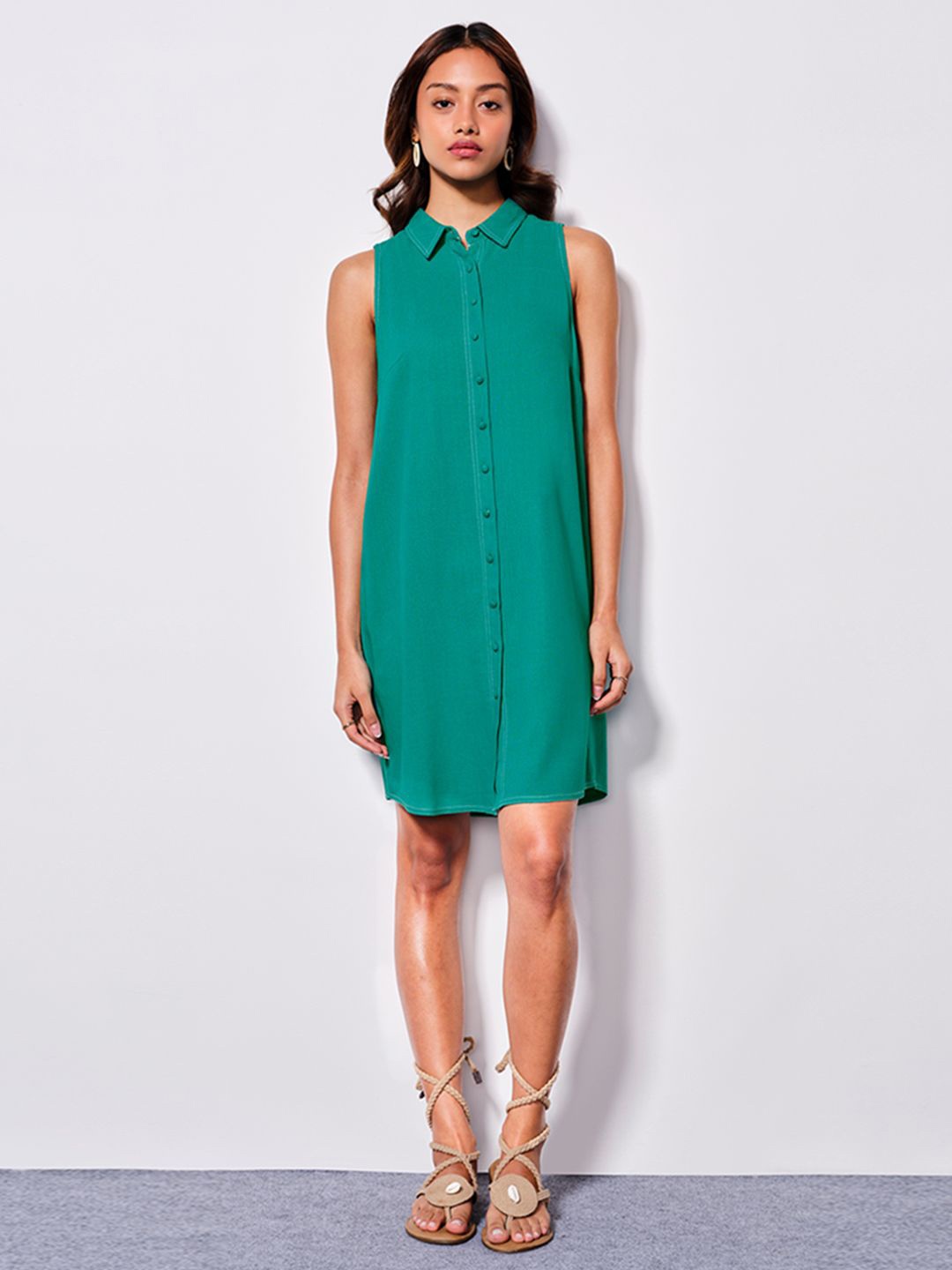 

AND Sleeveless Shirt Dress, Blue