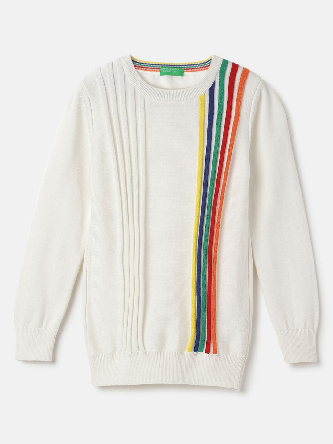 

United Colors of Benetton Boys Striped Pure Cotton T-shirt, White